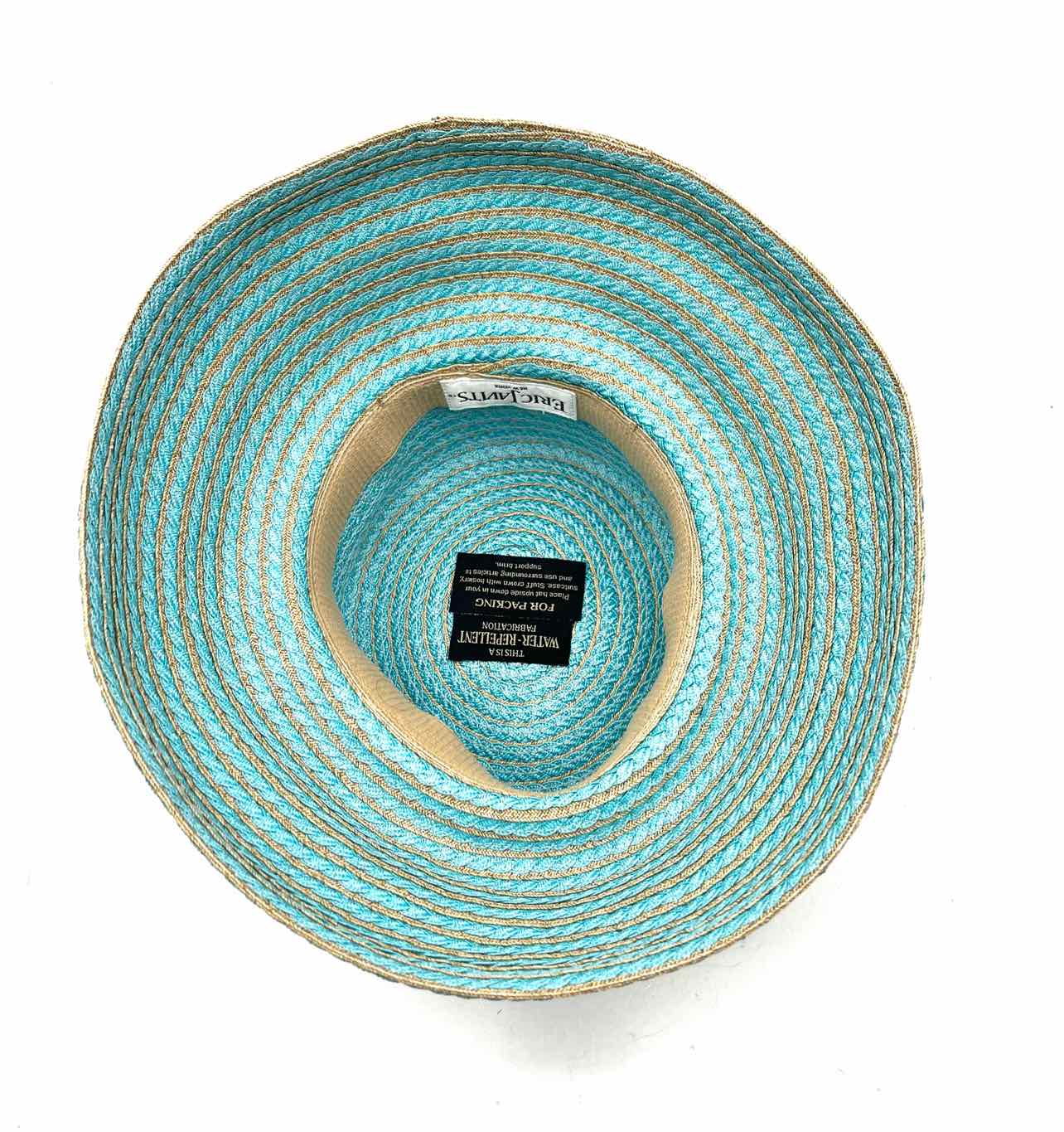Eric Javits Aqua/Tan Woven Designer Hat - Image 8