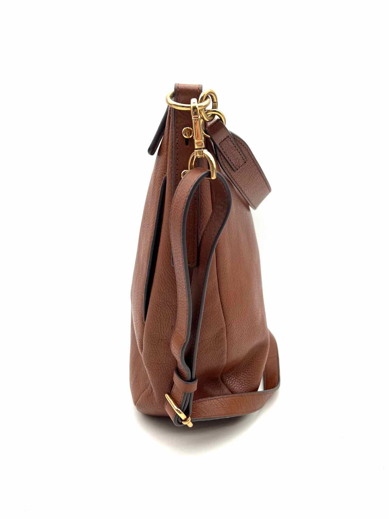 Fossil Brown Hobo Pebbled Leather Designer Satchel - Image 3