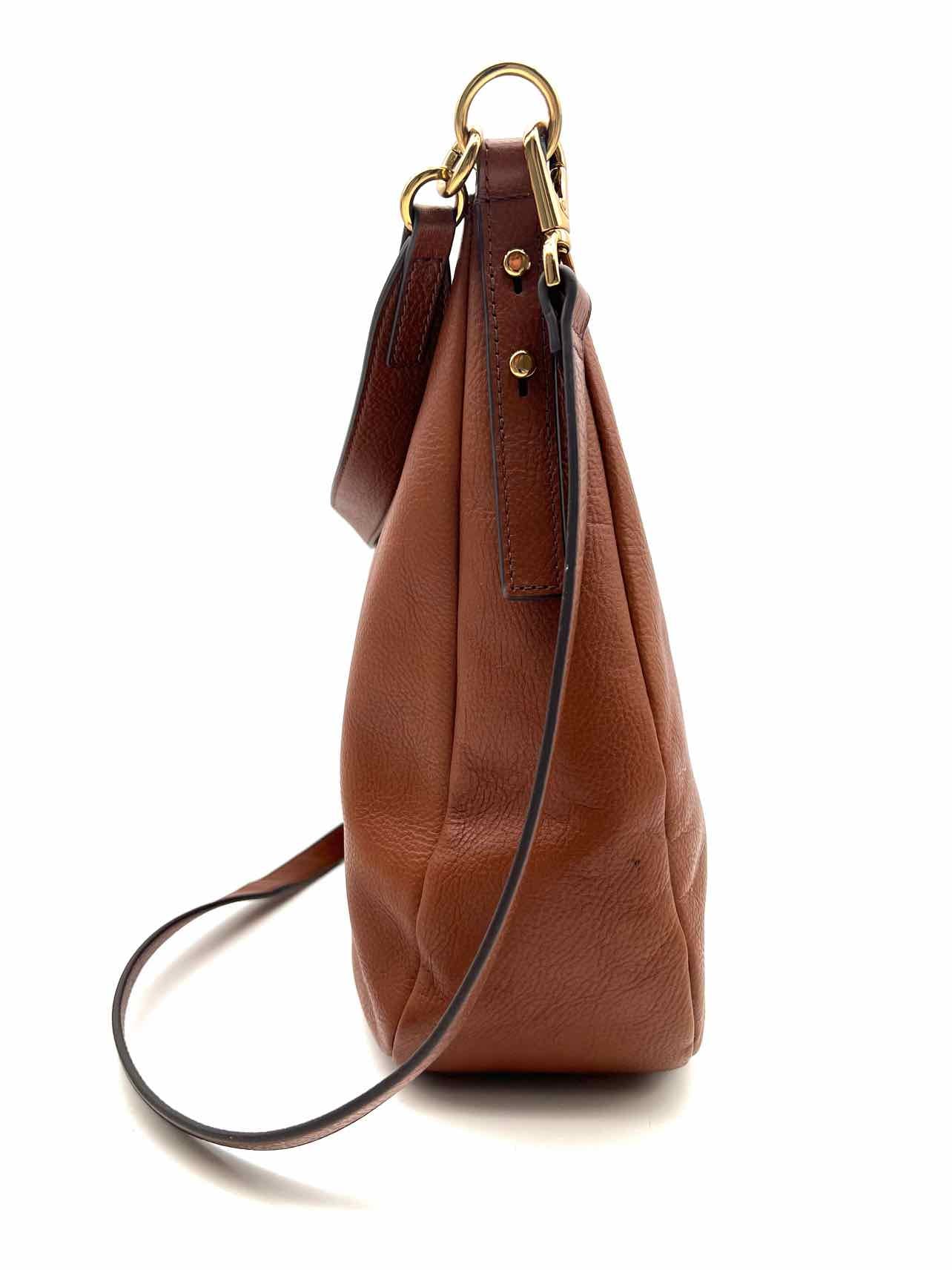 Fossil Brown Hobo Pebbled Leather Designer Satchel - Image 4