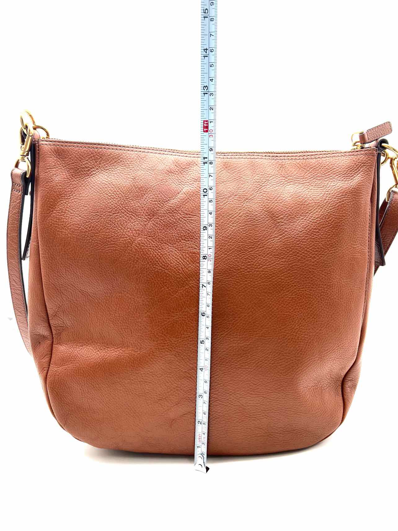 Fossil Brown Hobo Pebbled Leather Designer Satchel - Image 9