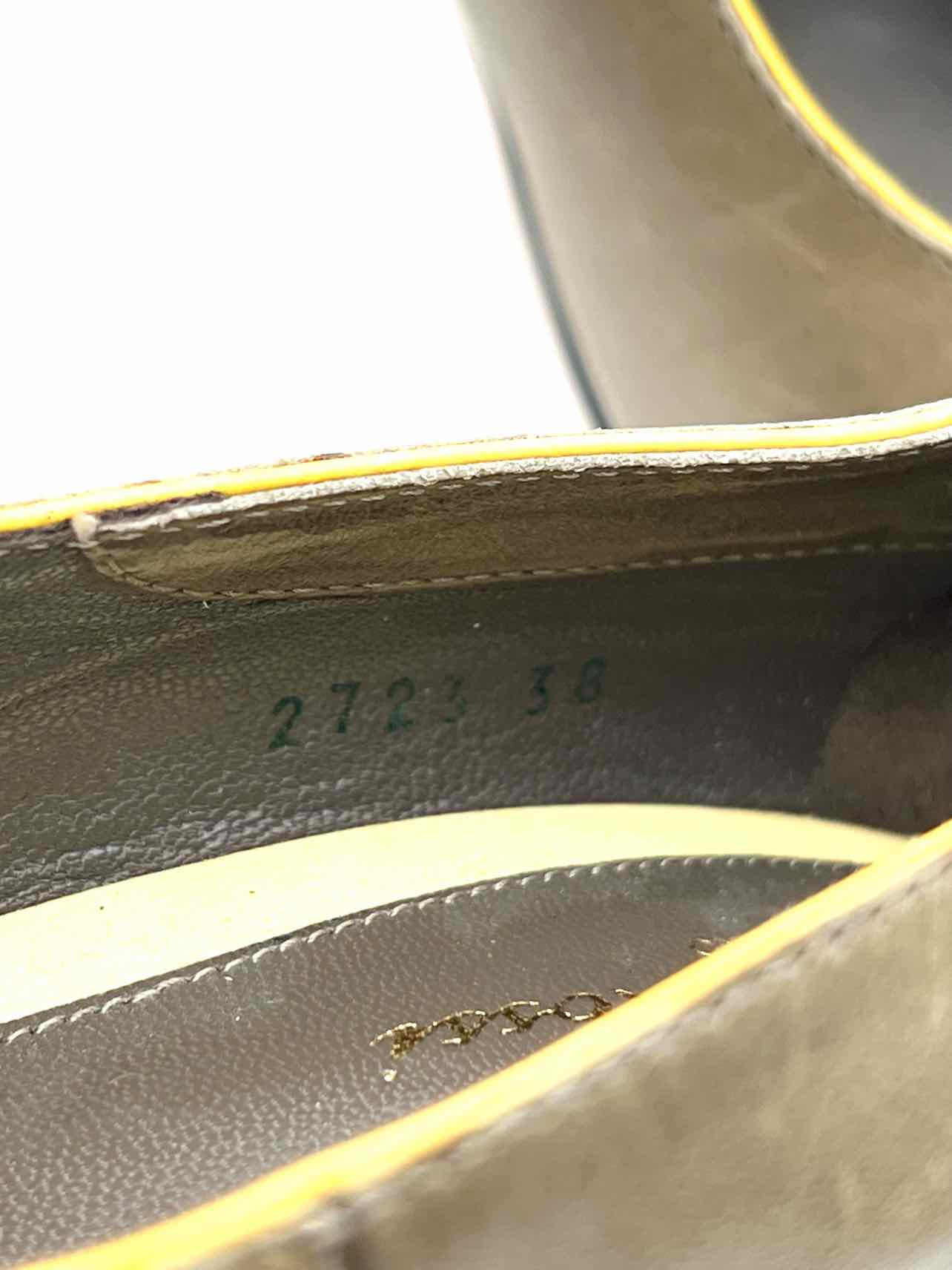 Gianvito Rossi Size 8 Olive/Yellow Trim Leather Designer Pumps - Image 3
