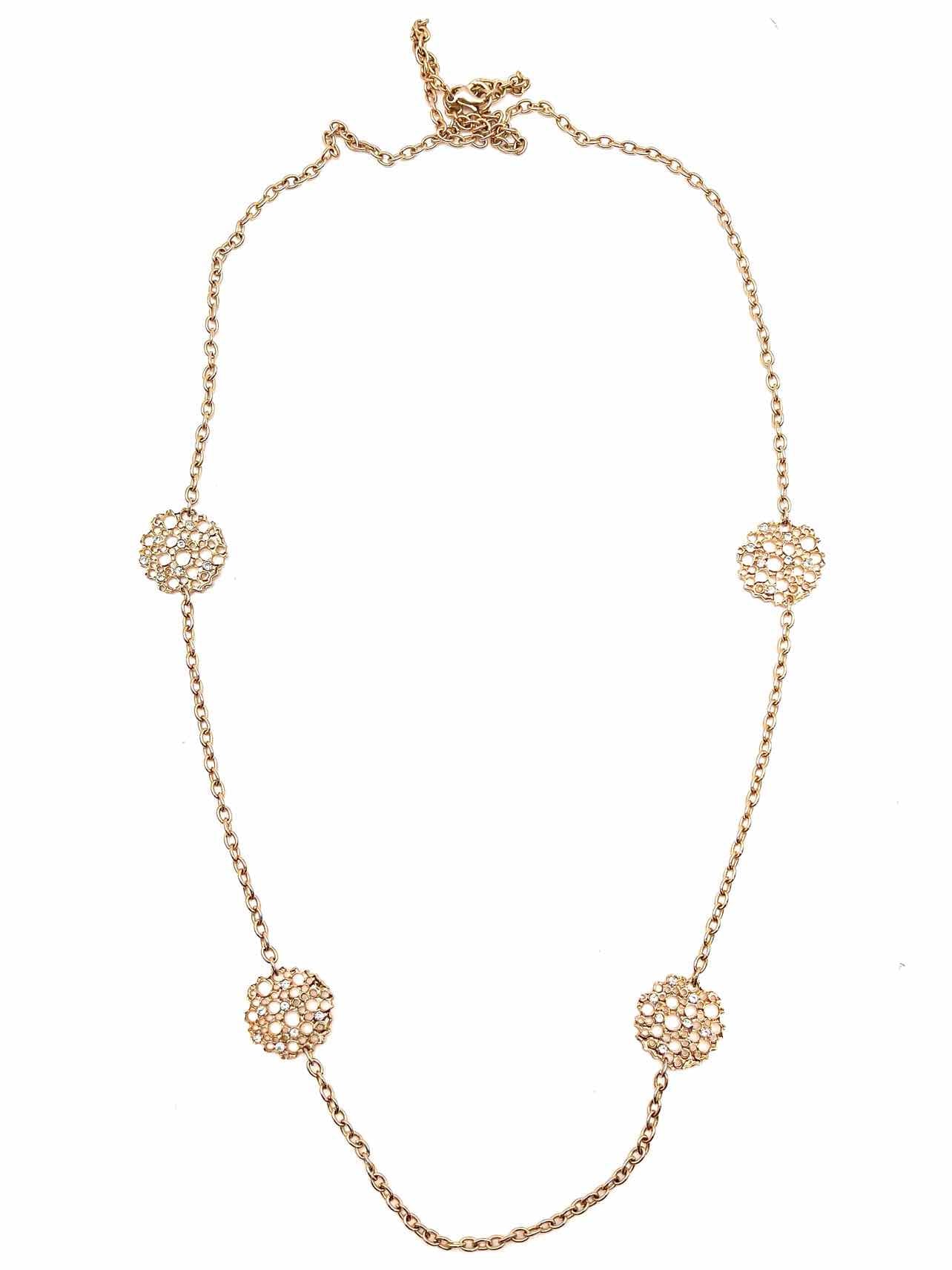 Gold/Clear Filigree Jeweled Jewelry Necklace