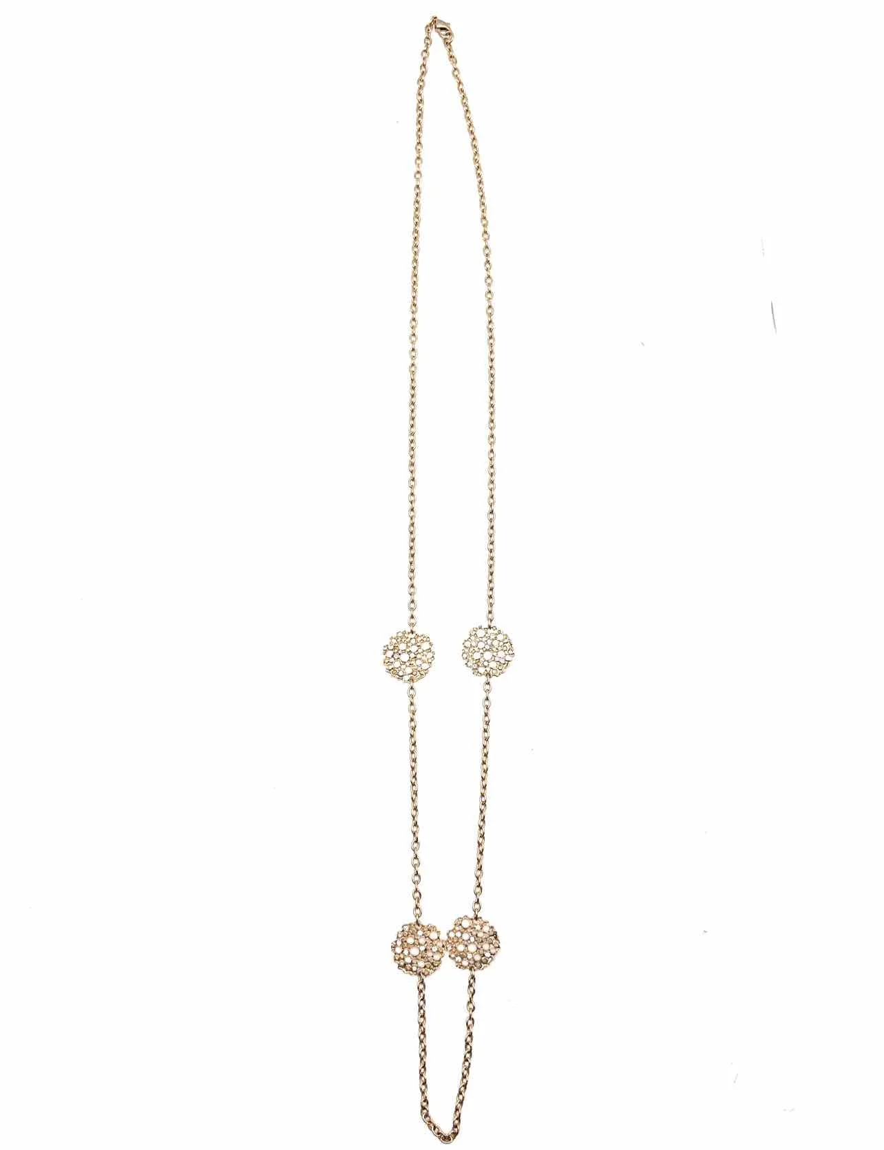 Gold/Clear Filigree Jeweled Jewelry Necklace - Image 2
