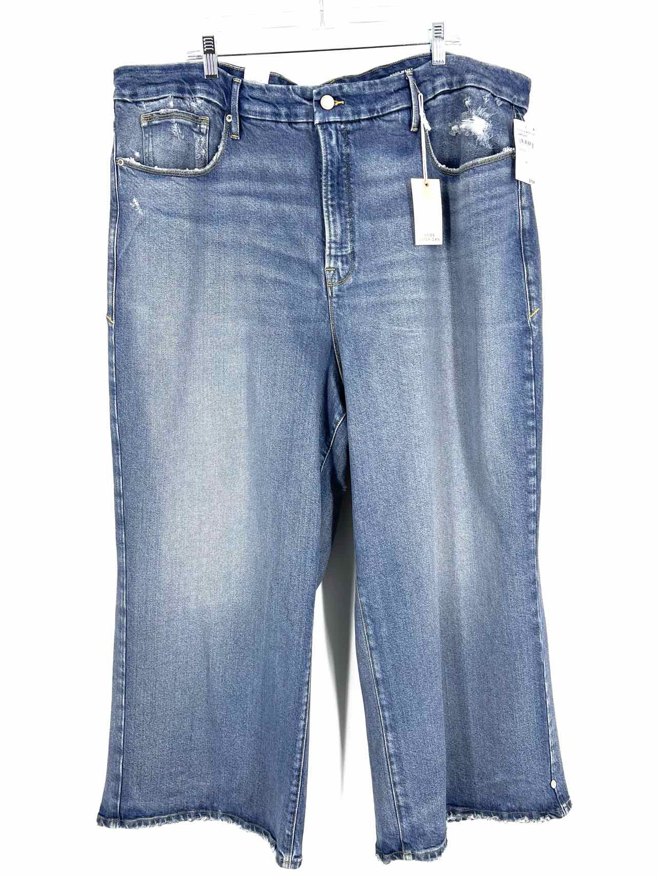 Good American Size 26 Denim Wide Leg Distressed NEW PLUS Jeans-Plus