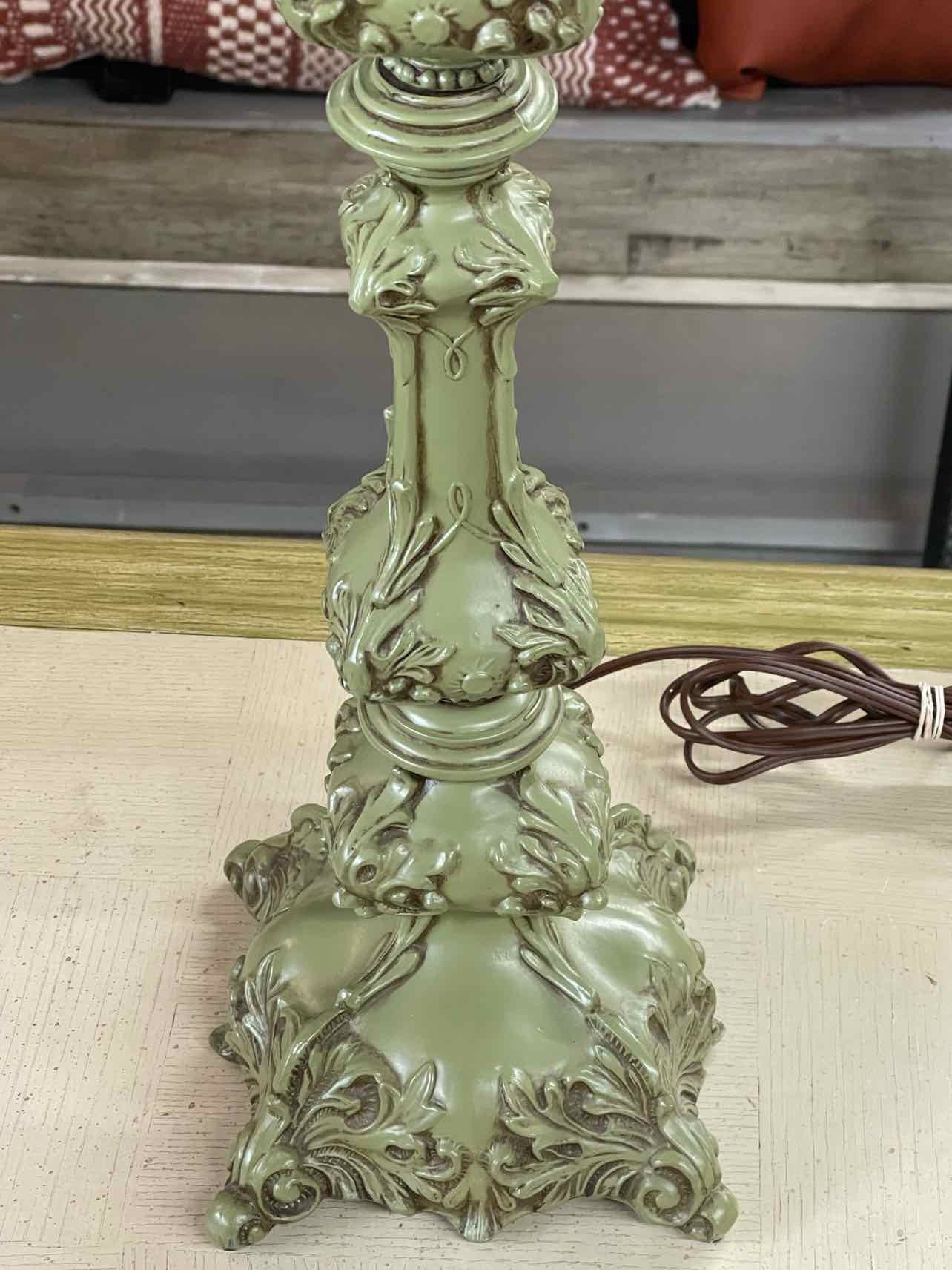 Green/Beige Buffet Lamp Tall Home Decor Lamp - Image 2