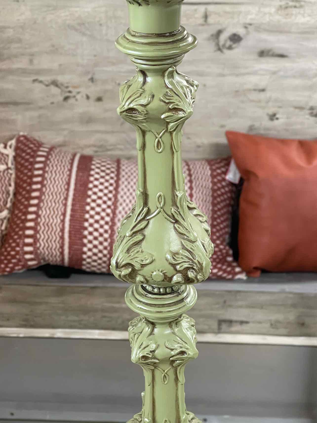 Green/Beige Buffet Lamp Tall Home Decor Lamp - Image 3