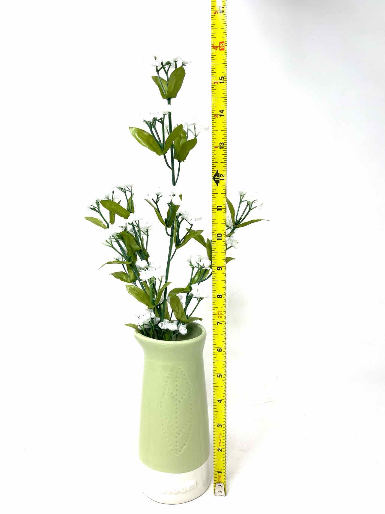 Green/White Baby's Breath Small Home Decor Floral Arrangement - Image 5