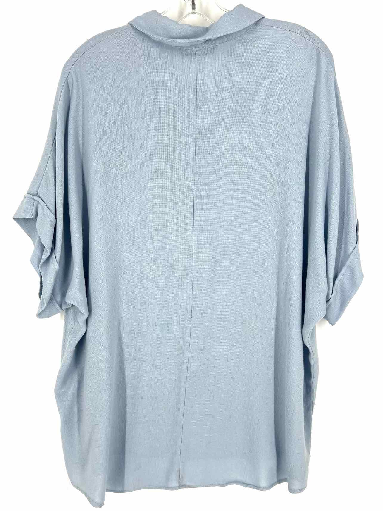 Hyfve Size M Lt Blue Henley Solid Tops Top-Short Sleeve - Image 2