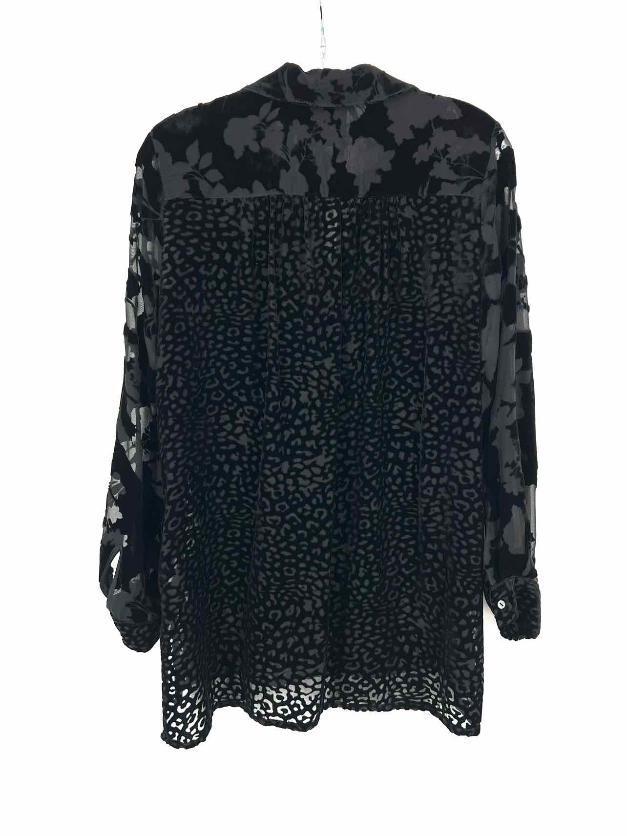Jade by Johnny Was Size XS Black Animal Print Burnout Velvet Designer Blouse - Image 2
