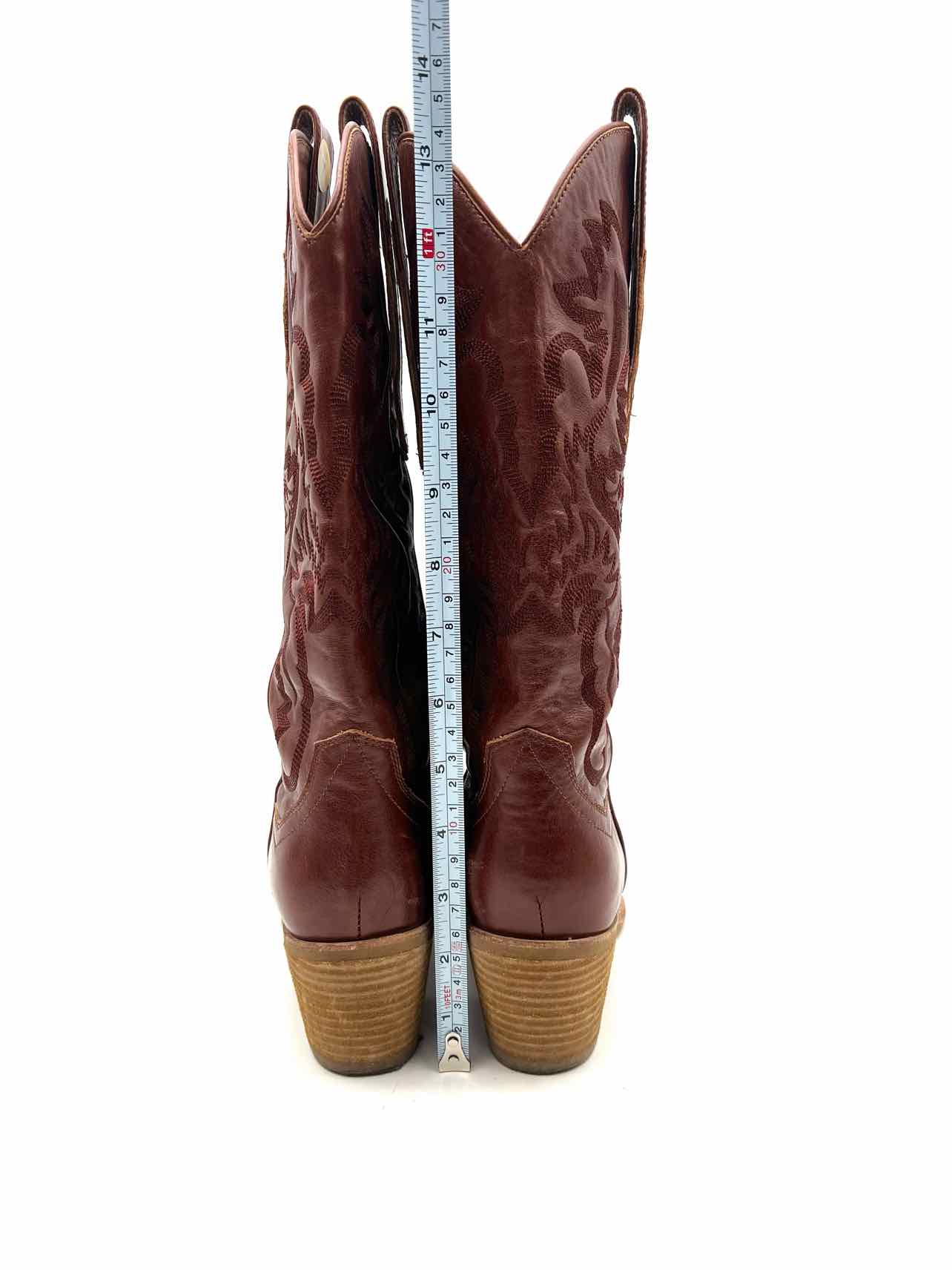Jeffrey Campbell Size 7 Cognac Stitched Leather Designer Cowboy Boots - Image 8