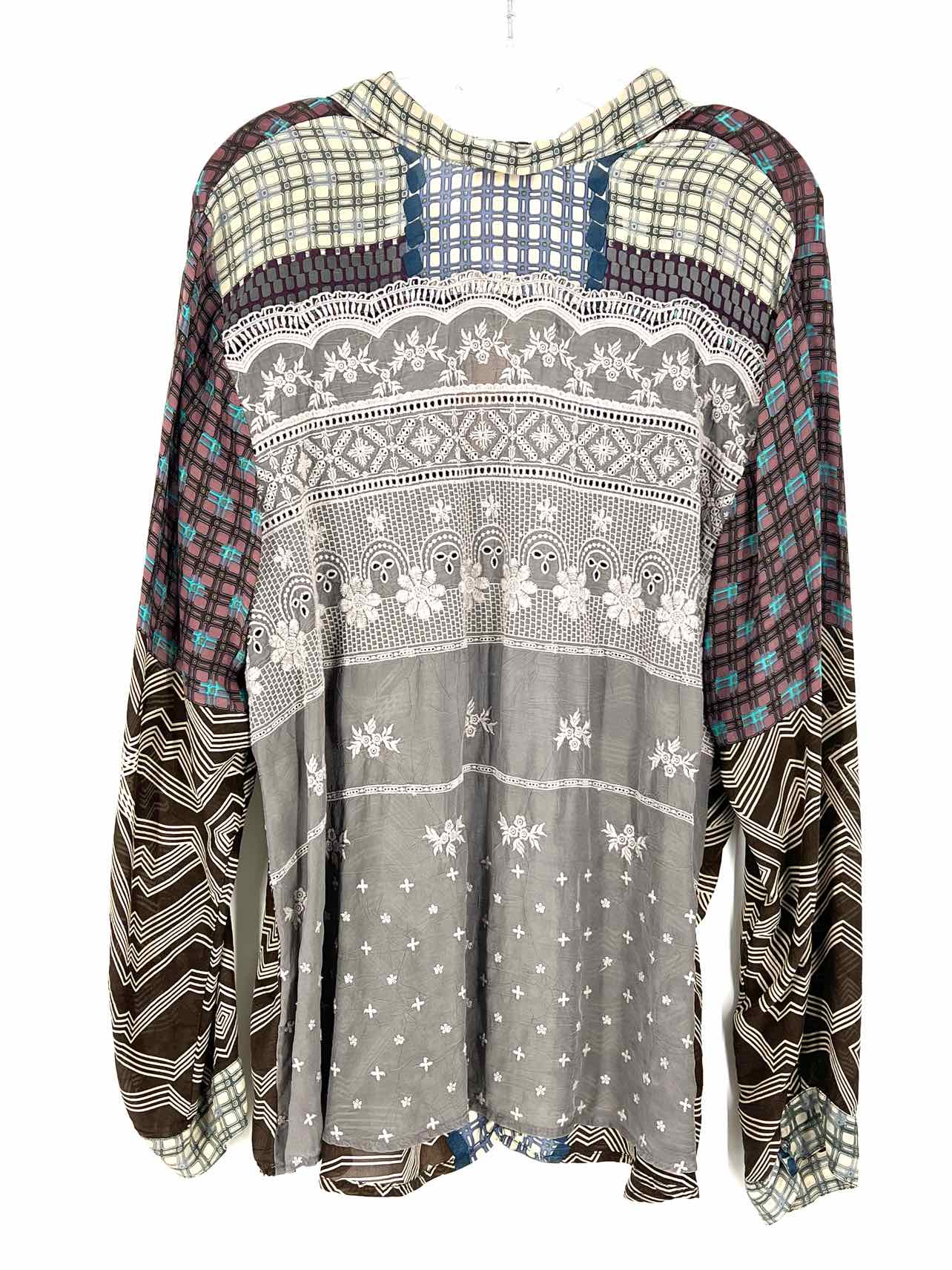 Johnny Was Size XL Mauve/Multi Multi-Print Rayon Designer Blouse - Image 2