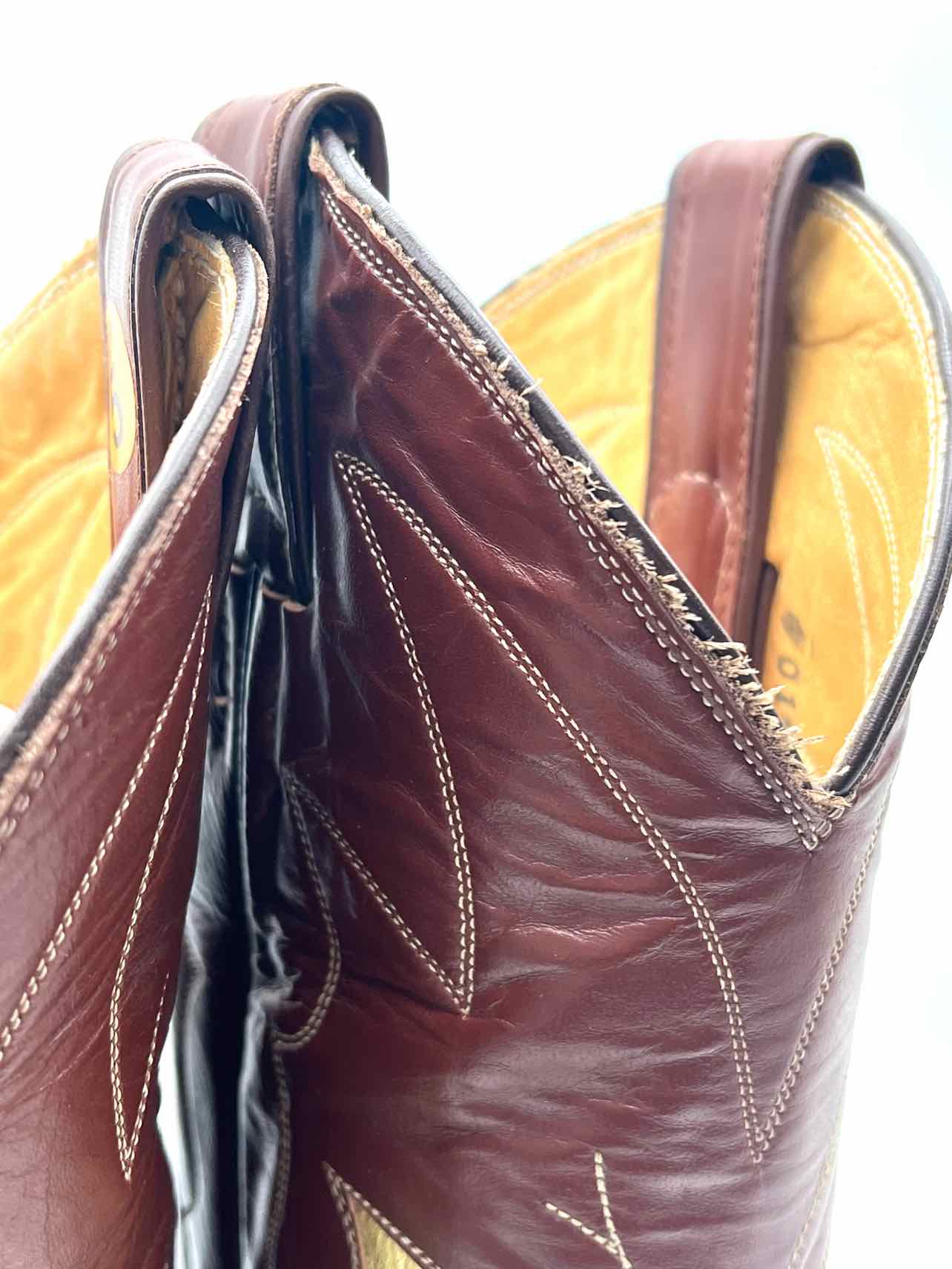 Justin Size 5 R Brown/Cream Butterflies Leather Vintage Designer Cowboy Boots - Image 6