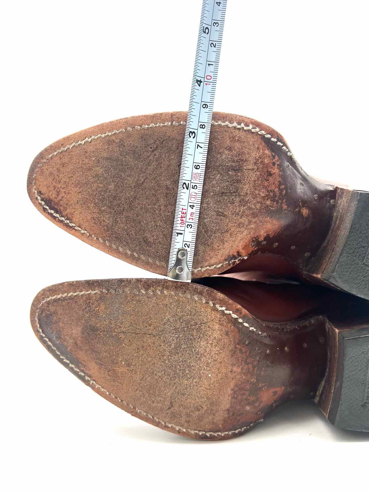 Justin Size 5 R Brown/Cream Butterflies Leather Vintage Designer Cowboy Boots - Image 9