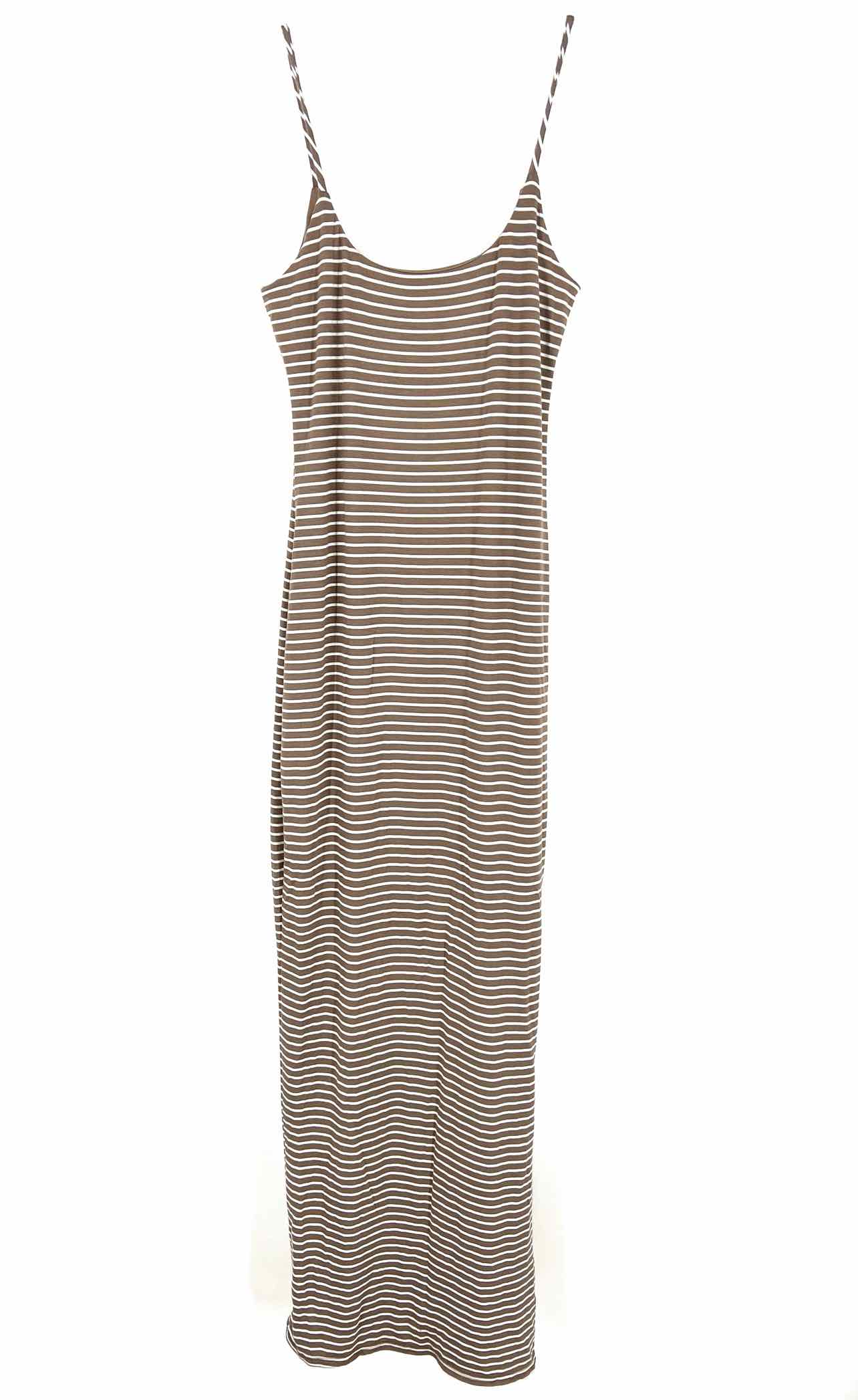 Kali Size S Taupe/White Stripe Dresses Dress Maxi