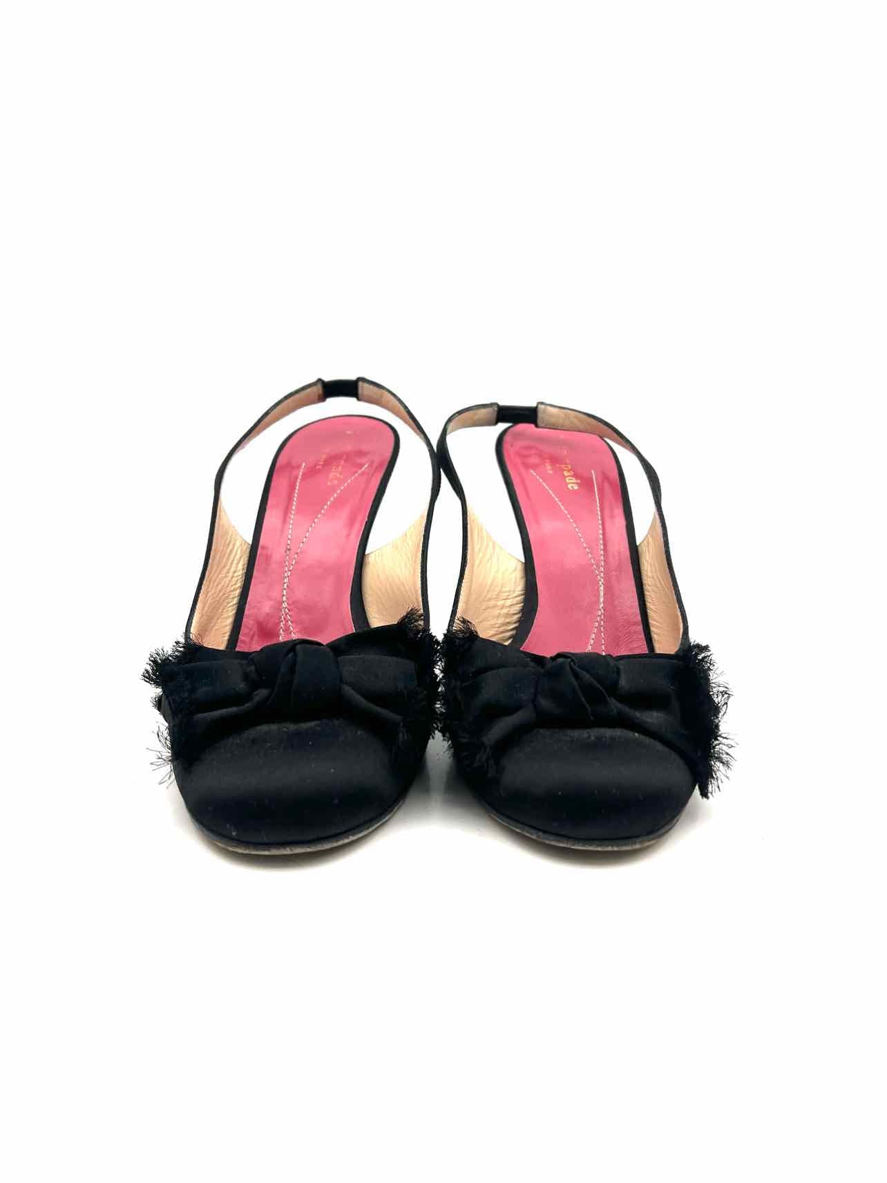 Kate Spade Size 8 Black Bow(s) Satin AS IS Shoes Slingbacks - Image 5