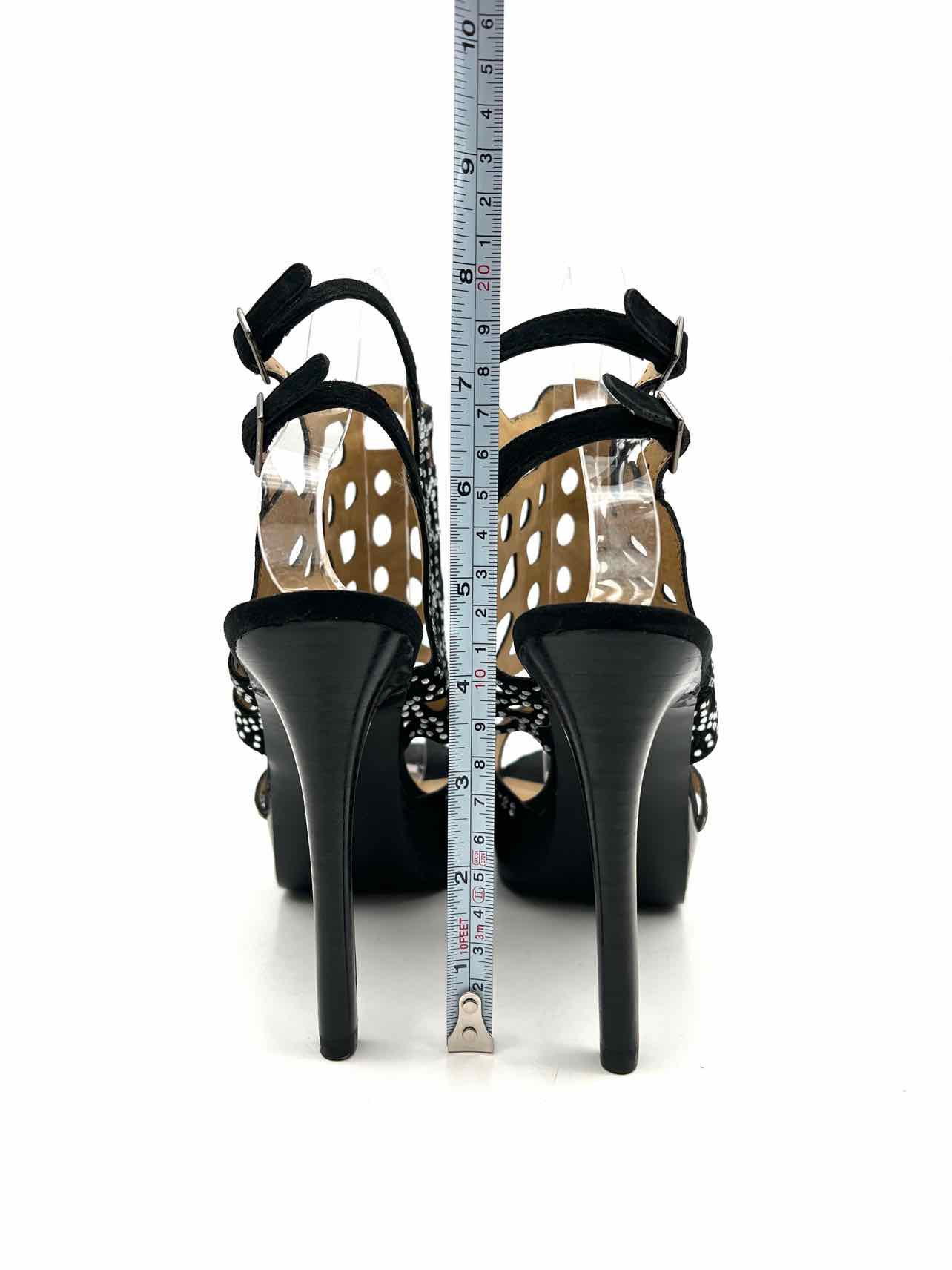 Kelsi Dagger Size 7.5 Black/Silver Rhinestones Suede W/ BOX!!! Sandals Heels - Image 8
