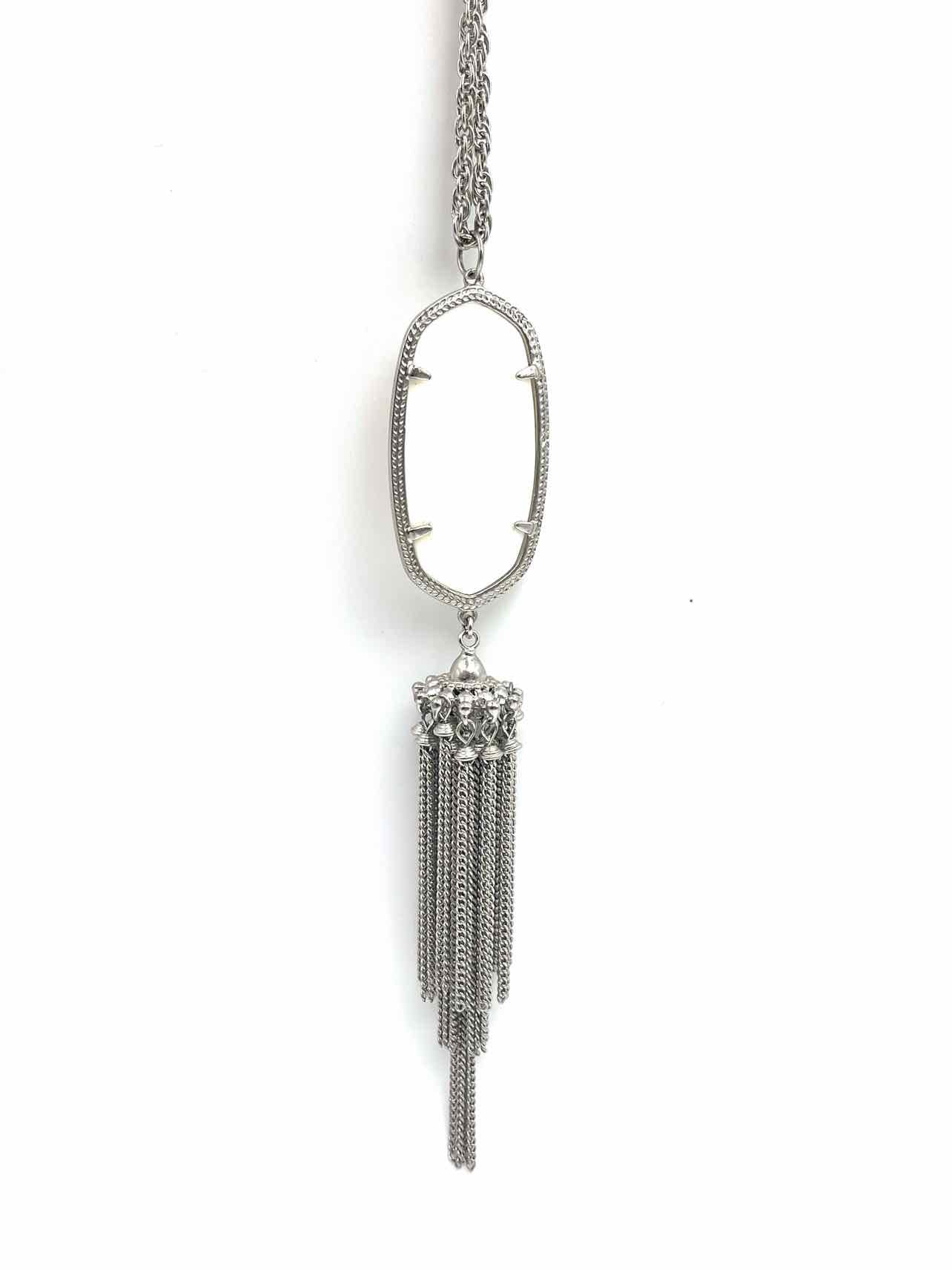 Kendra Scott Silver/White Pendant Tassel Jewelry Necklace