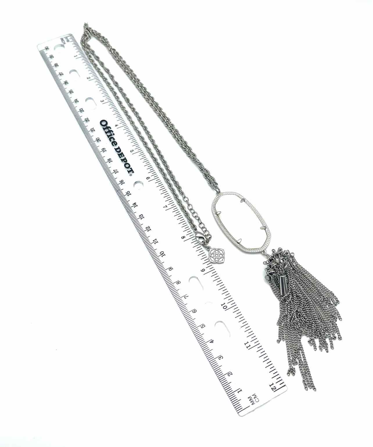 Kendra Scott Silver/White Pendant Tassel Jewelry Necklace - Image 3