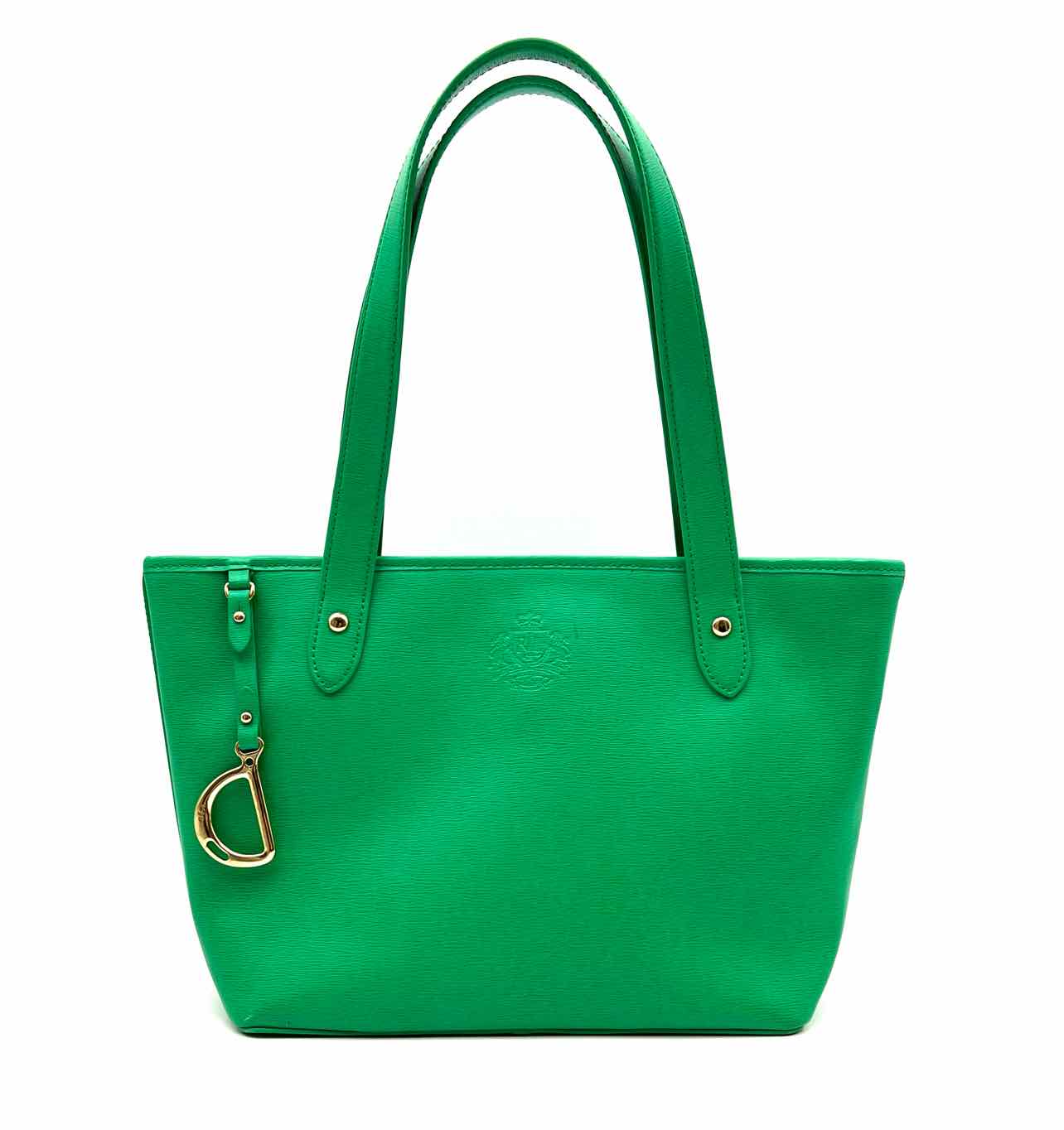 Lauren Ralph Lauren Kelly Green Saffiano Leather Designer Tote