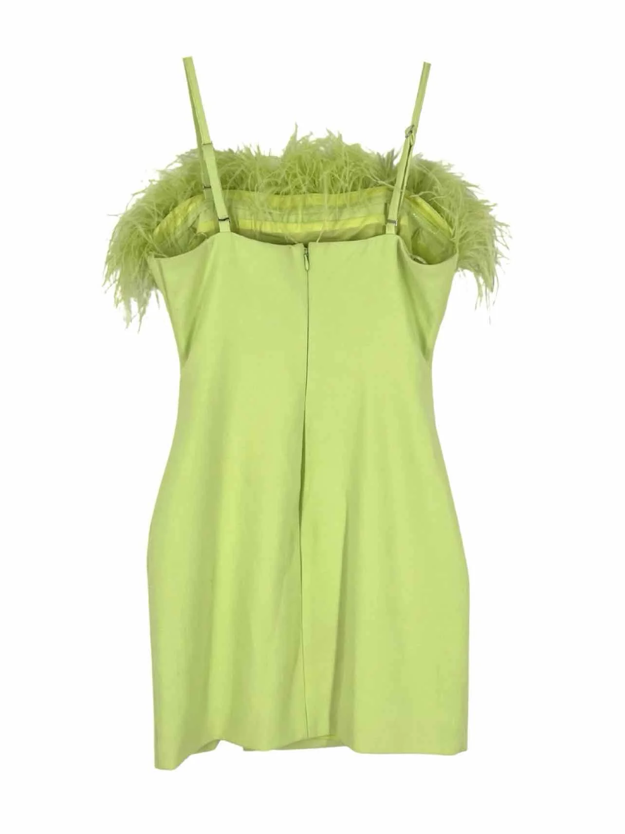 Likely Size 4 Lime Green Feathers Trim NEW Designer Dress - Image 2