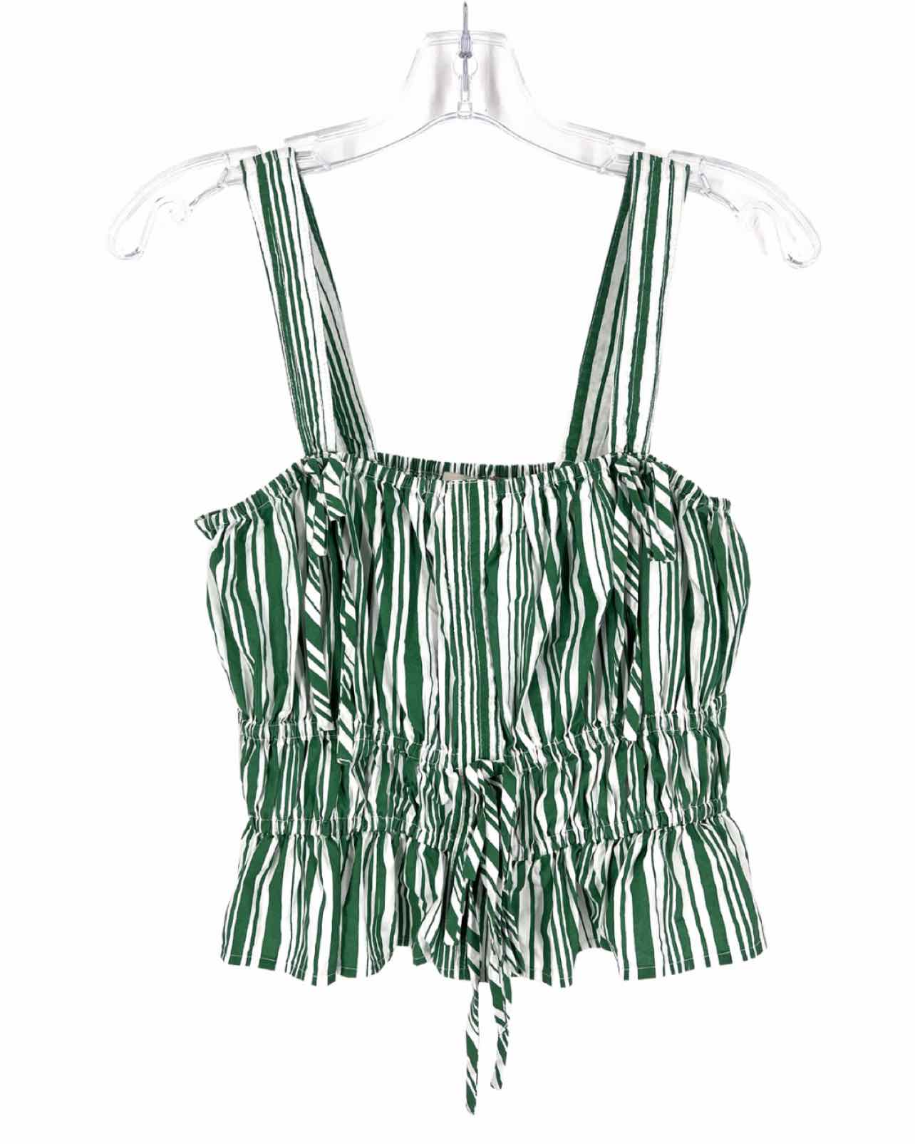 Loft Size S Green/White Stripe Cinched NB Top-Sleeveless