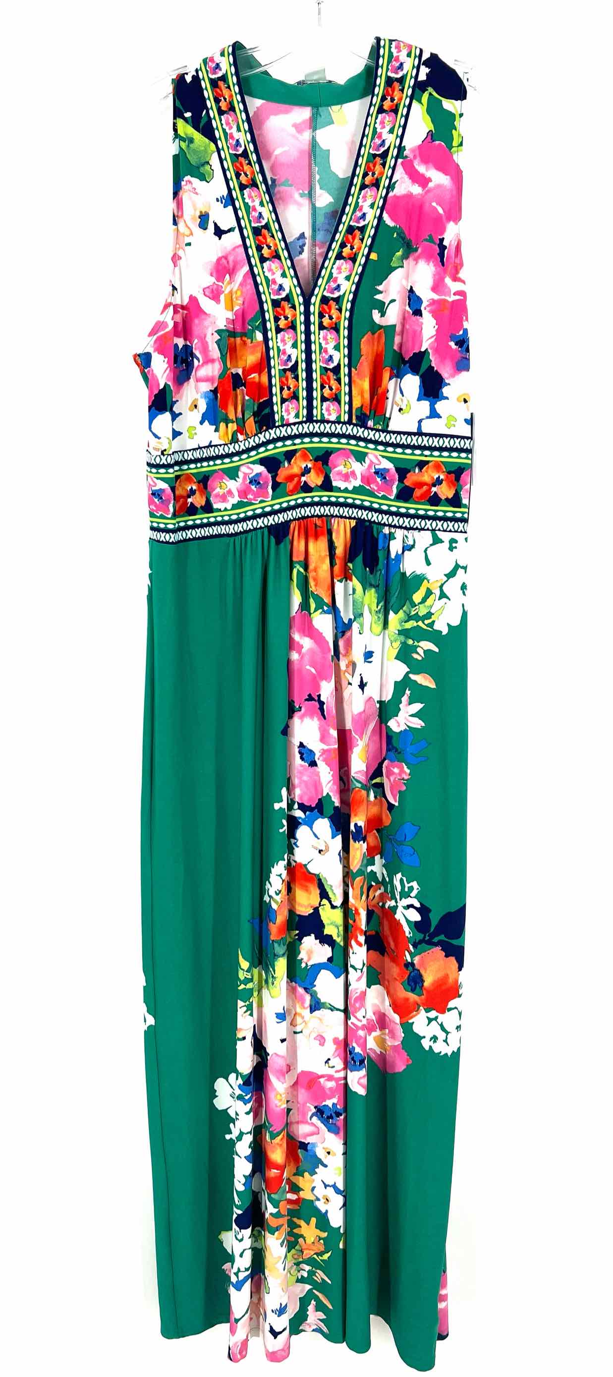 London Times Size 14 Green/Multi Floral Watercolor NEW Dresses Dress Maxi
