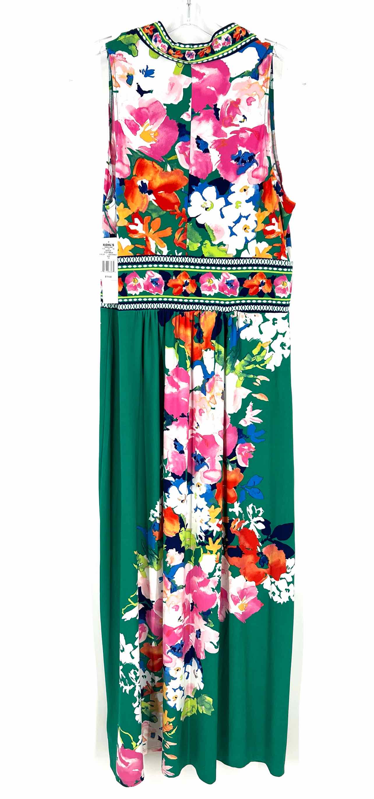 London Times Size 14 Green/Multi Floral Watercolor NEW Dresses Dress Maxi - Image 2