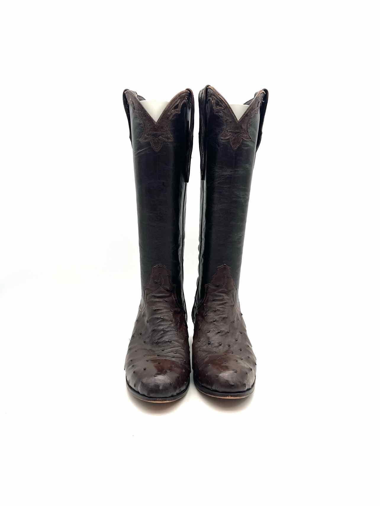 Loveless Size 5.5? Chocolate Ostrich Leather Designer Cowboy Boots - Image 2