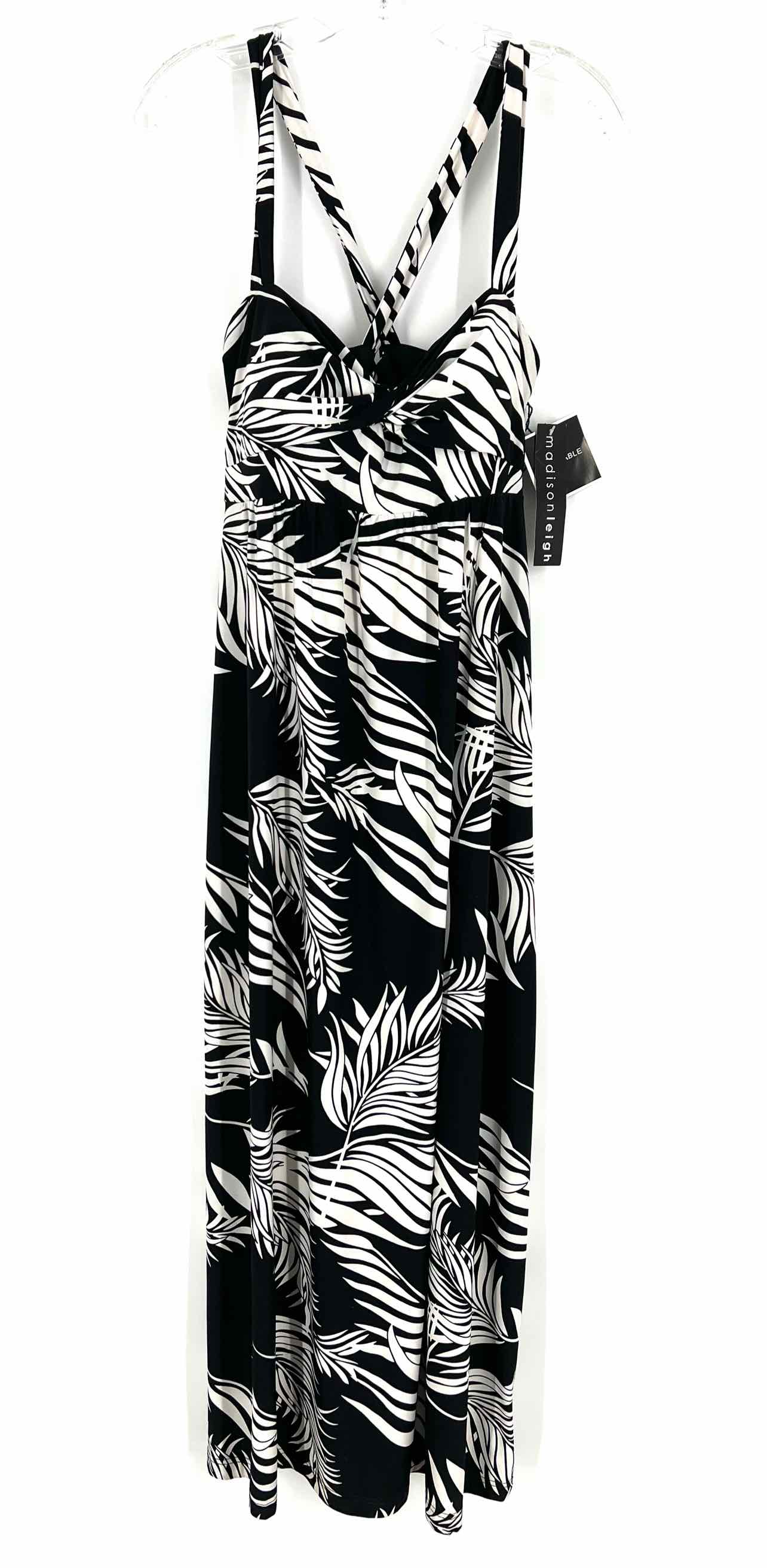 Madison Leigh Size 8 Black/White Leaves Twist Dresses Dress Maxi