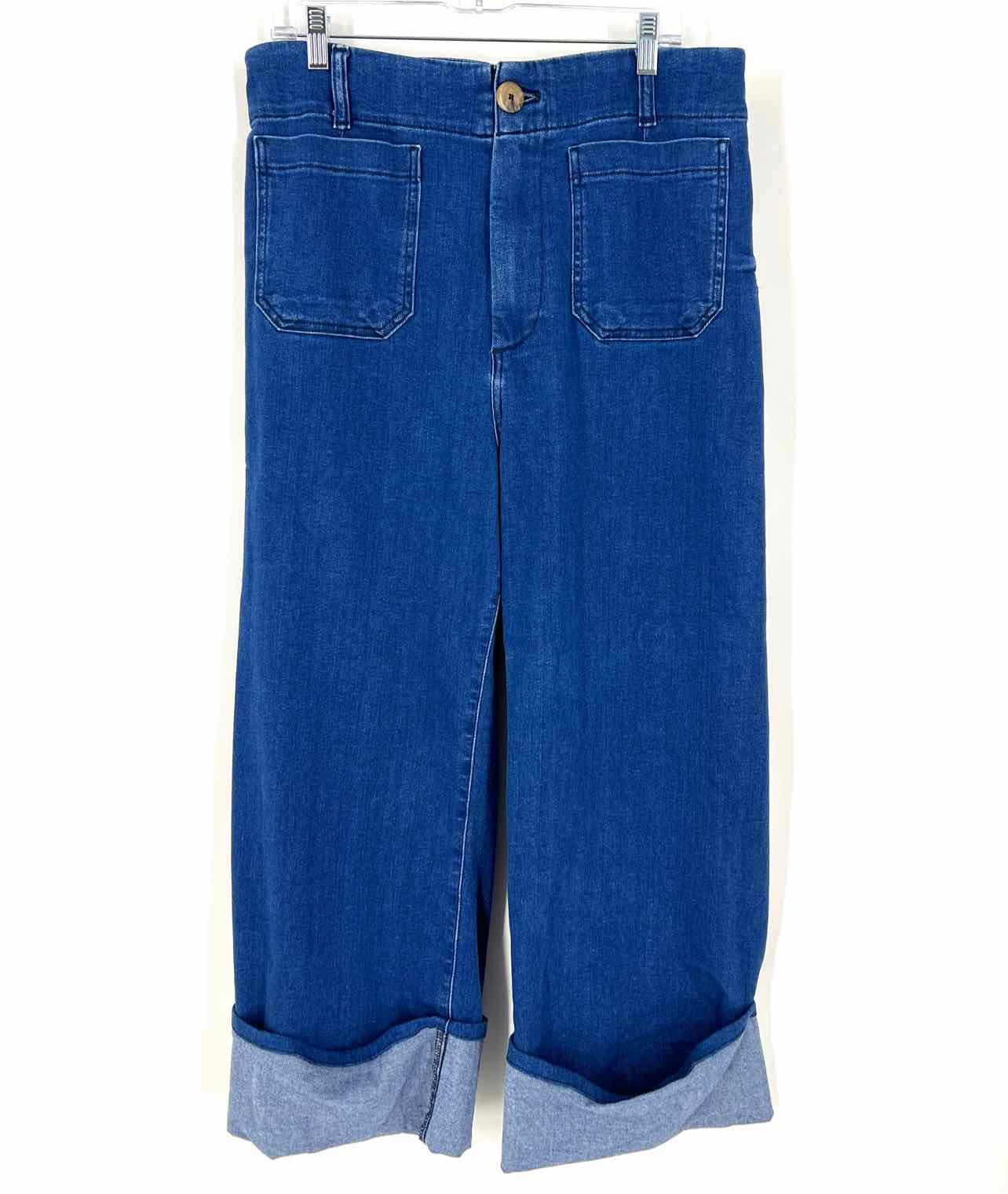 Maeve Size 32=12 Dk Denim Wide Leg Cuffed Jeans Jeans