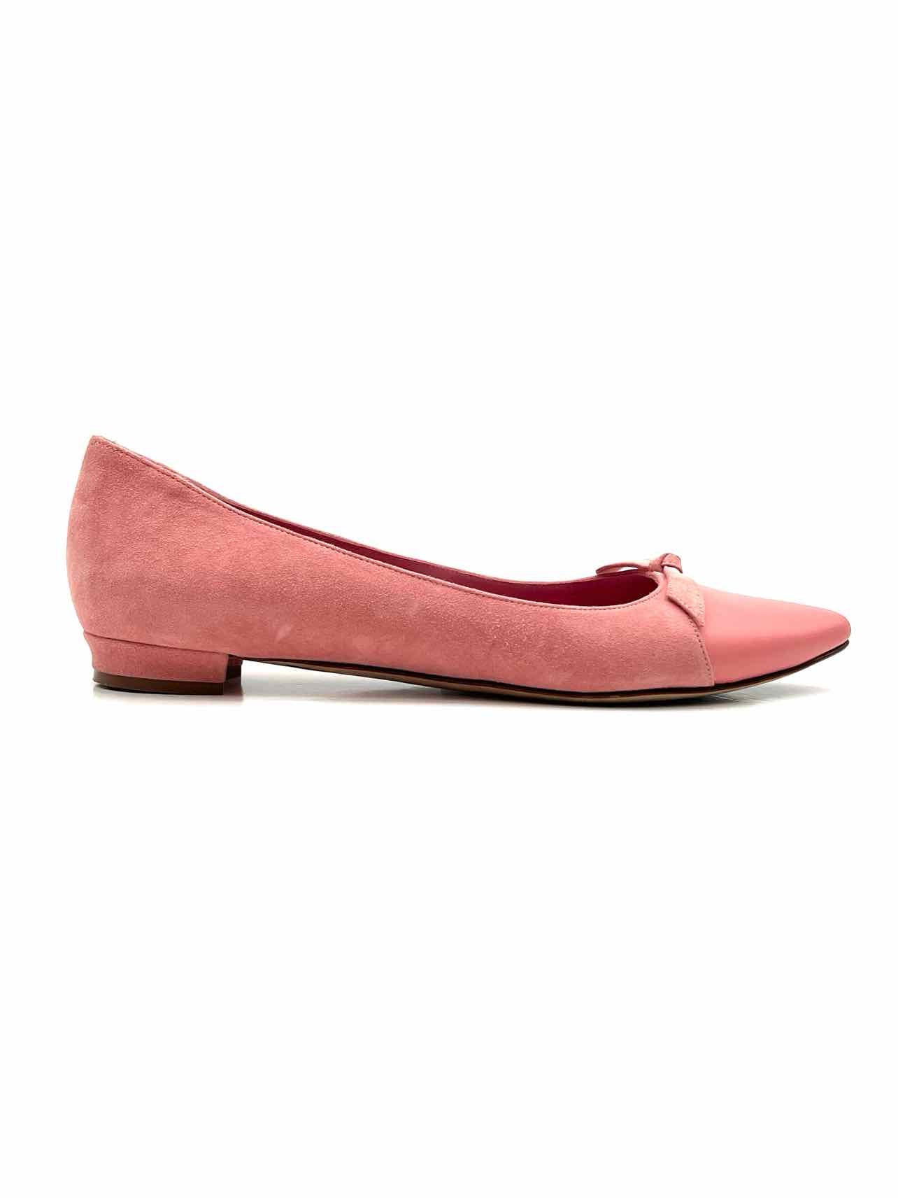 Manolo Blahnik Size 8.5 Pink Cap Toe Suede Designer Flats - Image 3