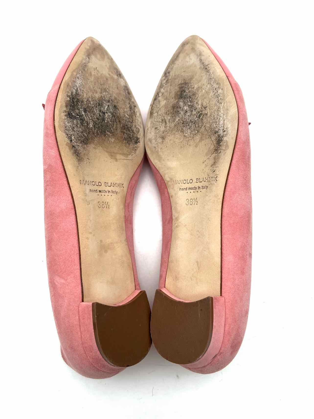 Manolo Blahnik Size 8.5 Pink Cap Toe Suede Designer Flats - Image 6