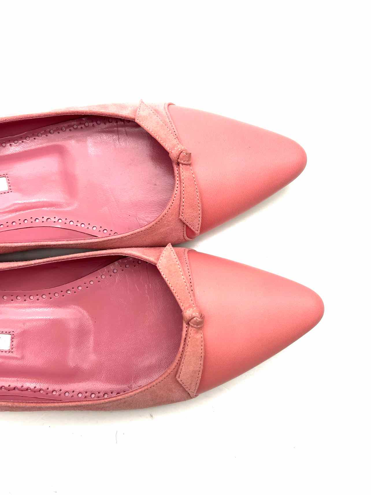 Manolo Blahnik Size 8.5 Pink Cap Toe Suede Designer Flats - Image 8