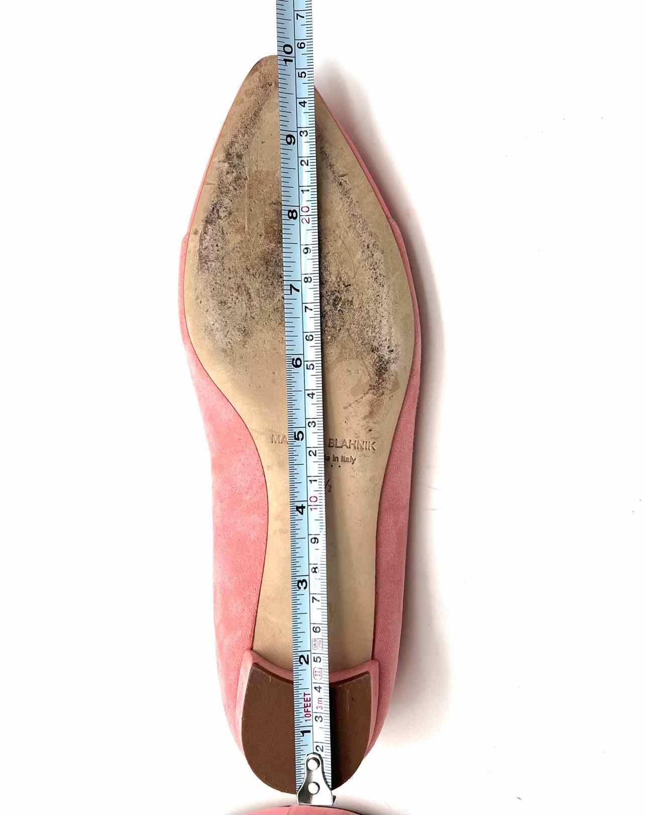 Manolo Blahnik Size 8.5 Pink Cap Toe Suede Designer Flats - Image 9