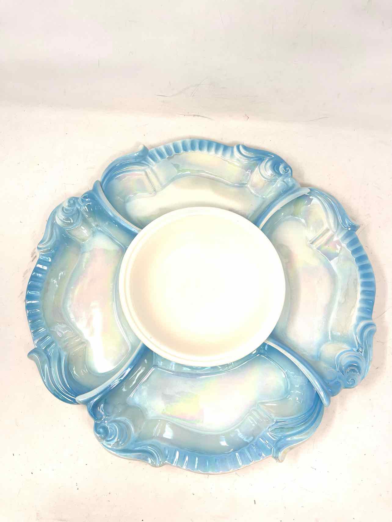 Maurice of California Lt Blue/White Pearlescent Home Decor Divided Dish - Image 2