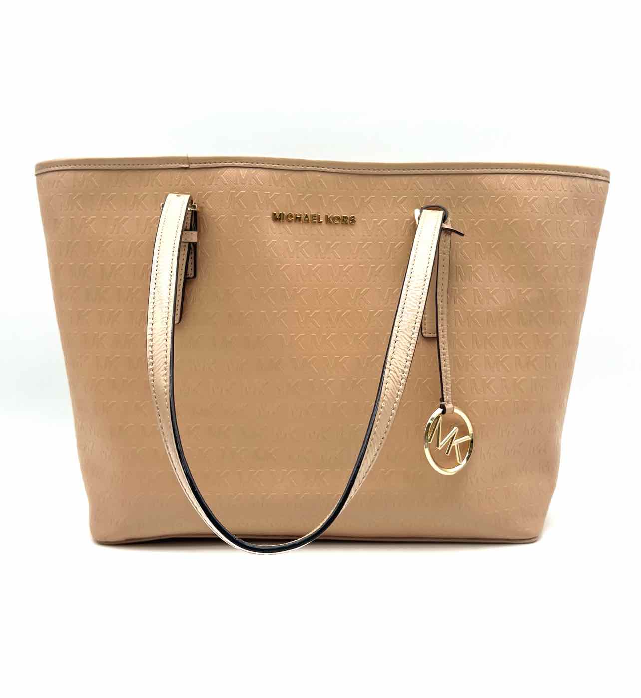 Michael Michael Kors Beige Monogrammed Leather Designer Tote