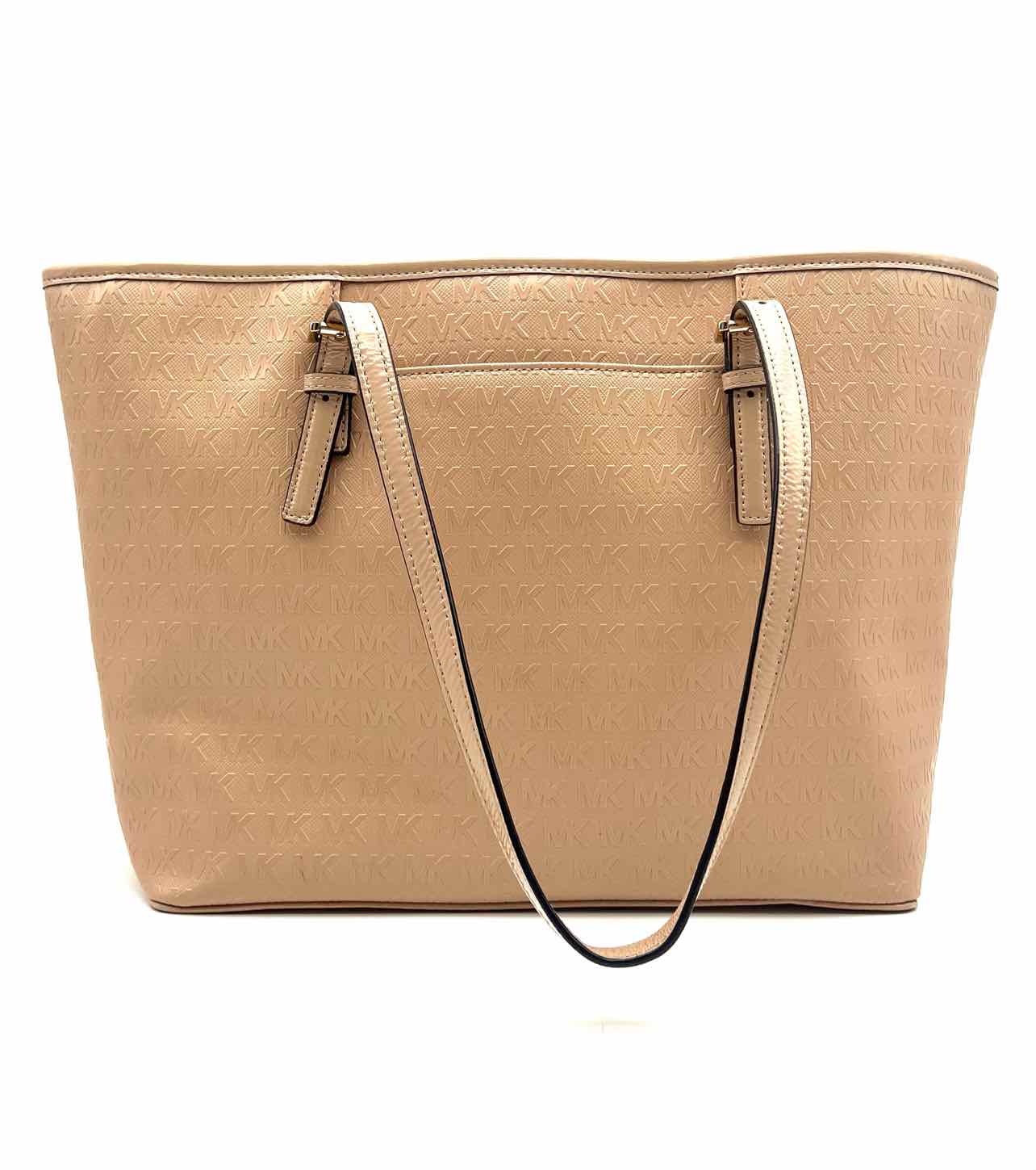 Michael Michael Kors Beige Monogrammed Leather Designer Tote - Image 2