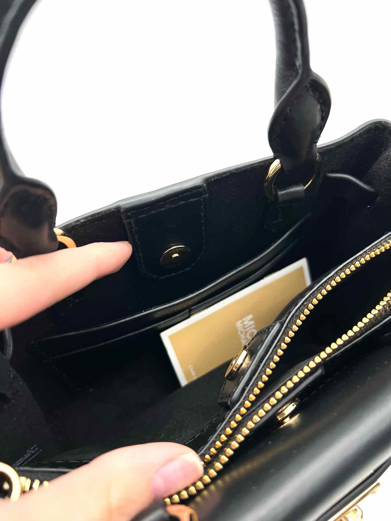 Michael Michael Kors Black/Gold Backpack Chain Leather Designer Satchel - Image 5