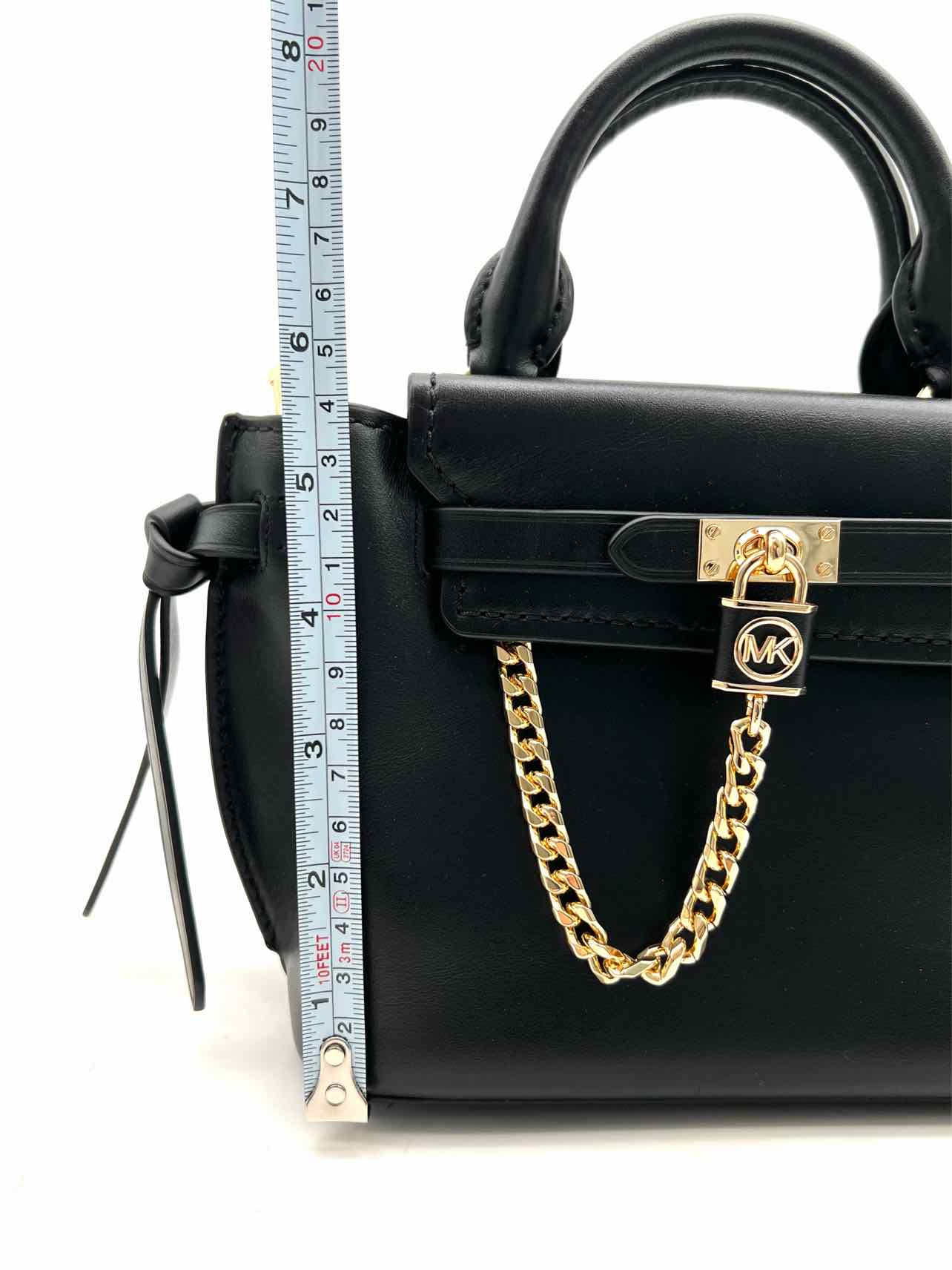 Michael Michael Kors Black/Gold Backpack Chain Leather Designer Satchel - Image 7
