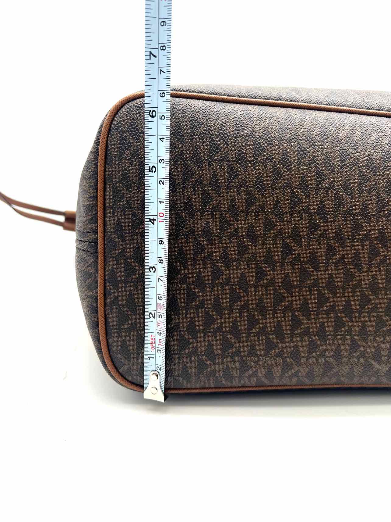 Michael Michael Kors Chocolate/Brown Drawstring Monogrammed Leather Tote - Image 11