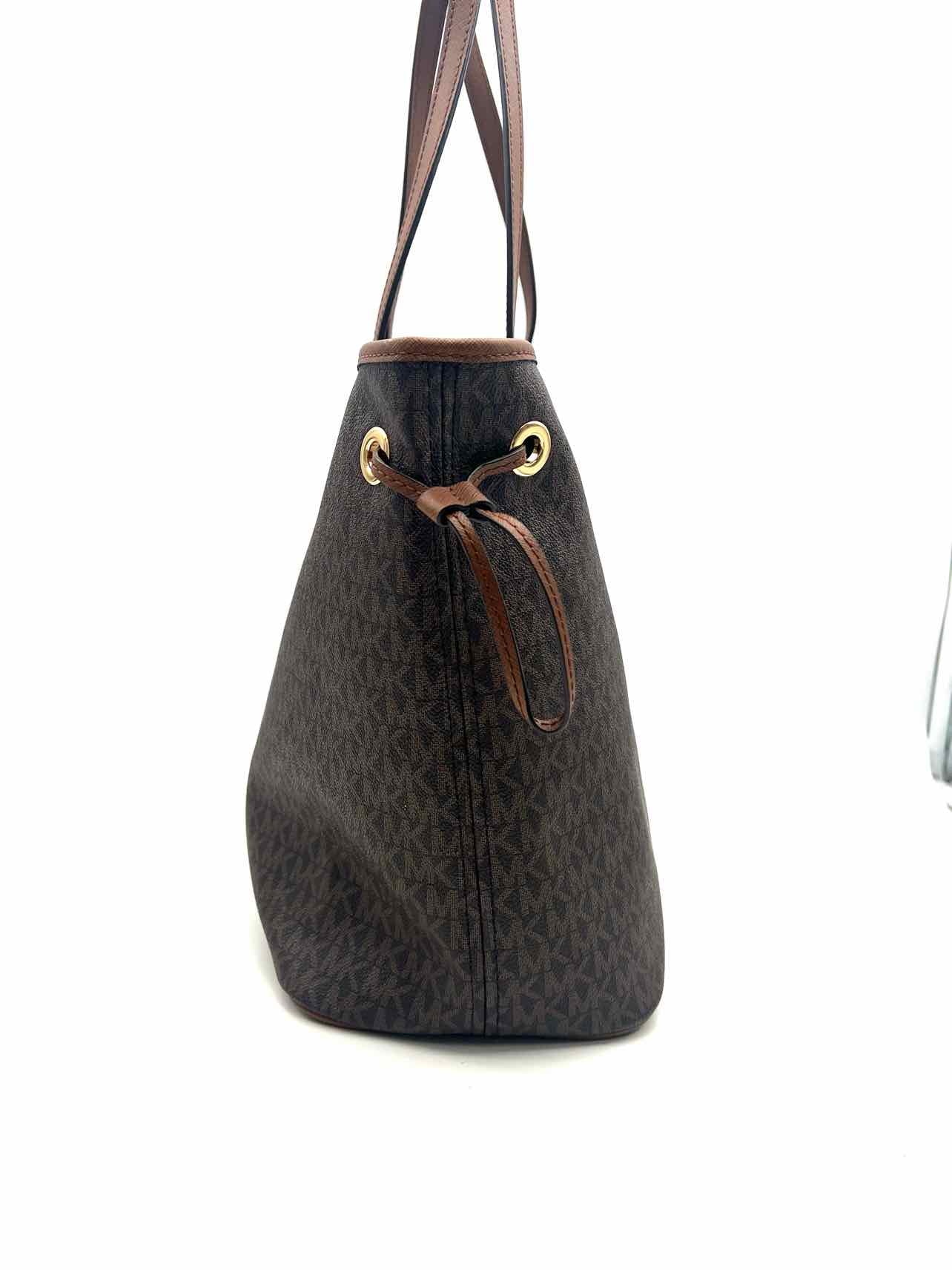 Michael Michael Kors Chocolate/Brown Drawstring Monogrammed Leather Tote - Image 3