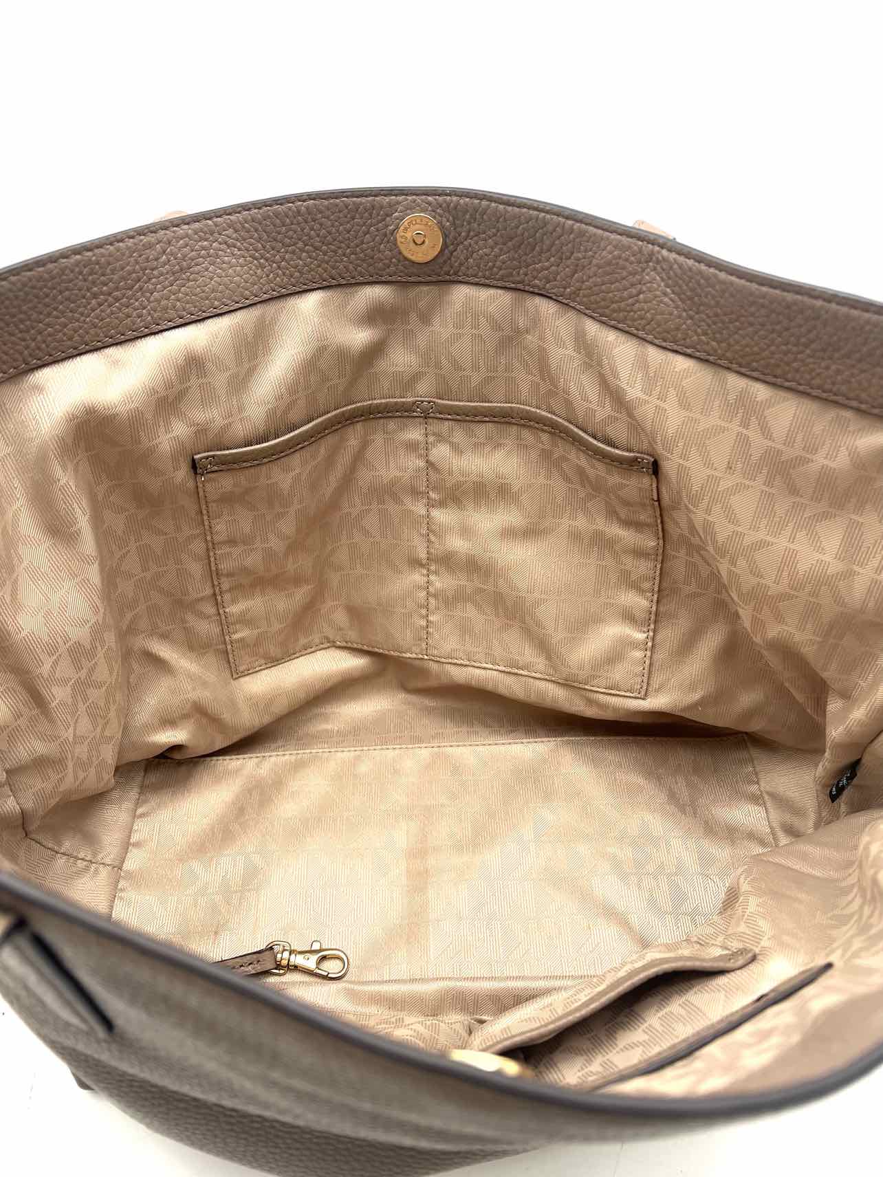Michael Michael Kors Taupe/Gold Pebbled Leather Designer Tote - Image 7