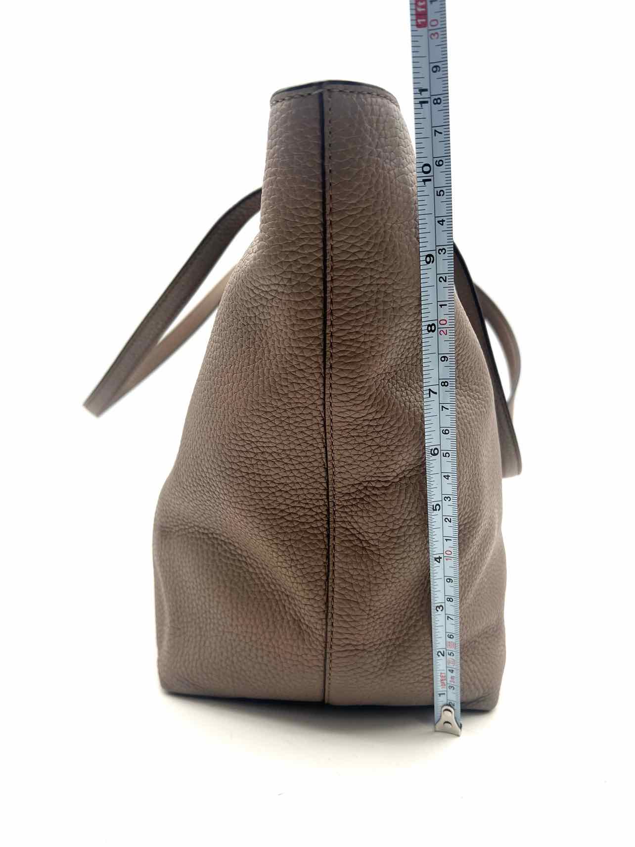 Michael Michael Kors Taupe/Gold Pebbled Leather Designer Tote - Image 9