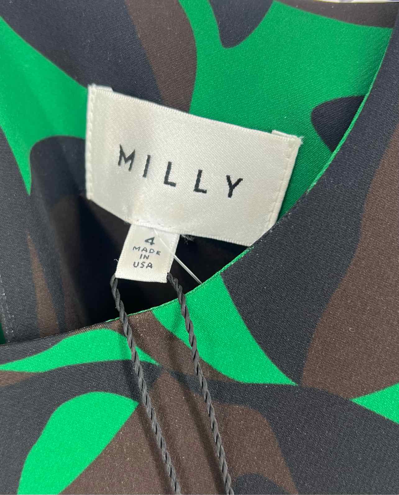 Milly Size 4 Gr/Br/Bk Floral NEW Designer Dress - Image 4