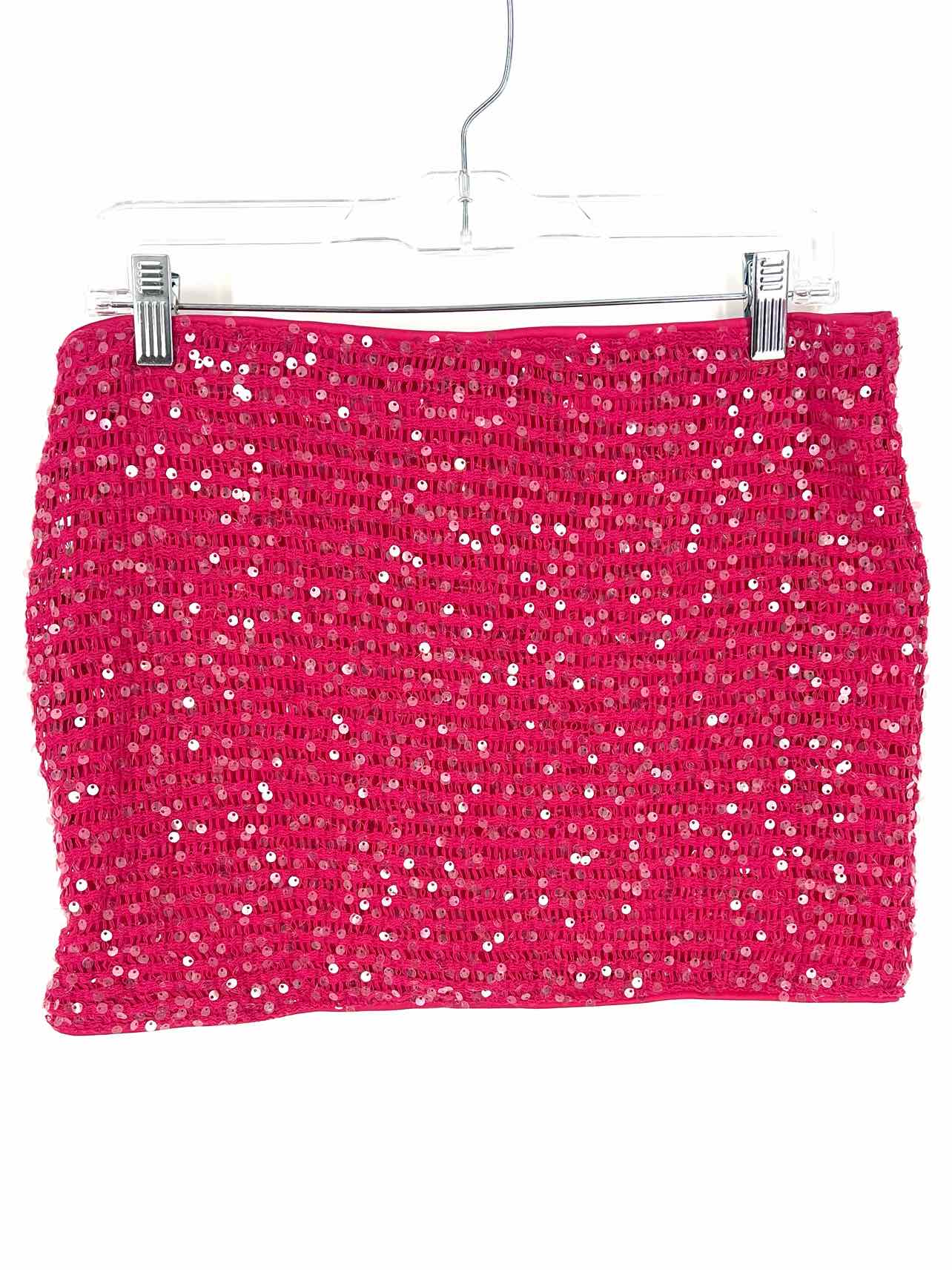 Musera Size L Pink/Clear Sequined Knit Skirt Skirt