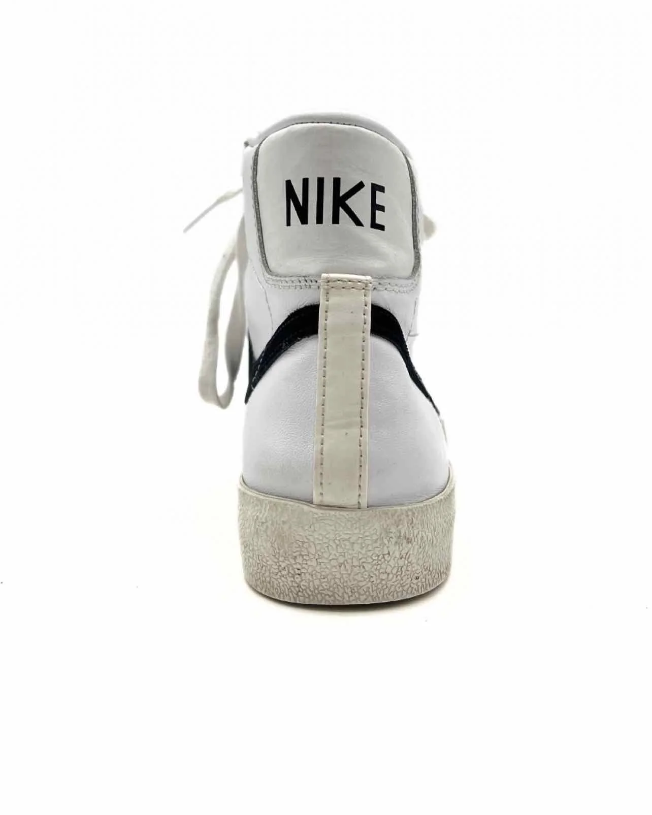 Nike Size 9 White/Black Lace-Up Leather Shoes Sneakers - Image 3