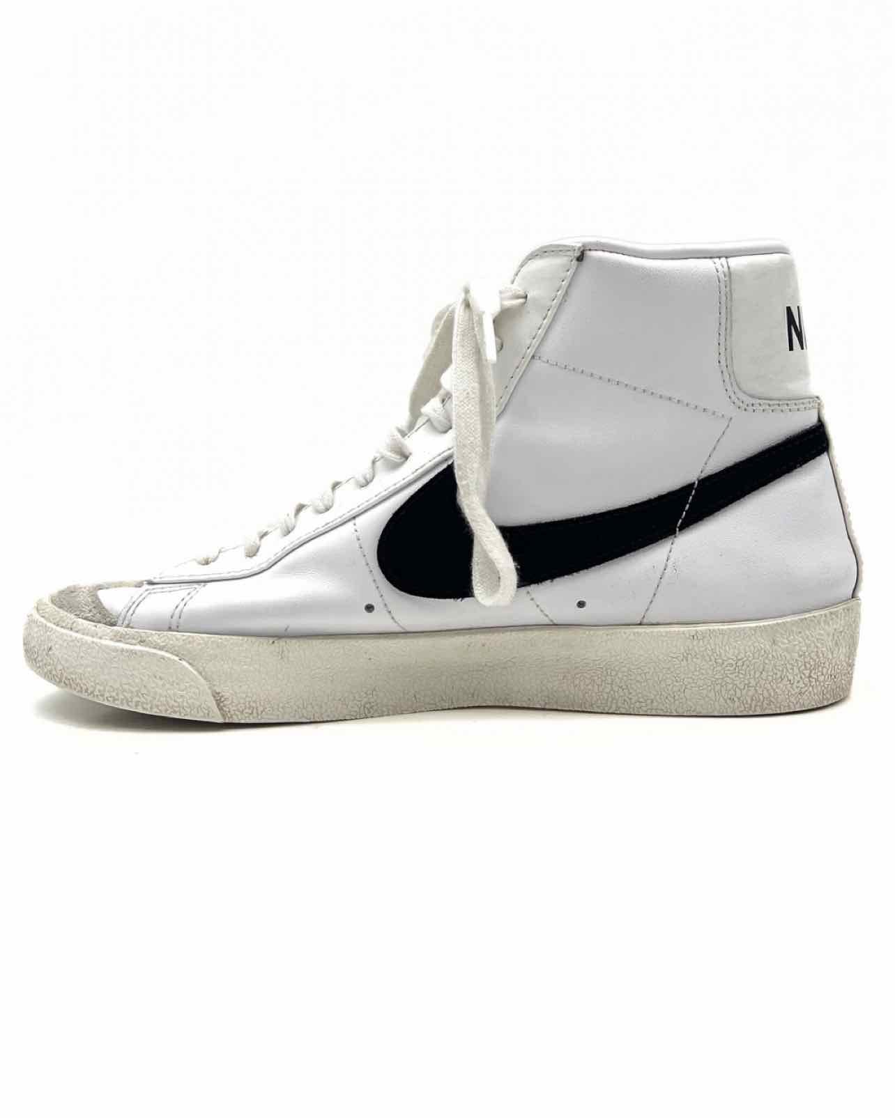 Nike Size 9 White/Black Lace-Up Leather Shoes Sneakers - Image 5