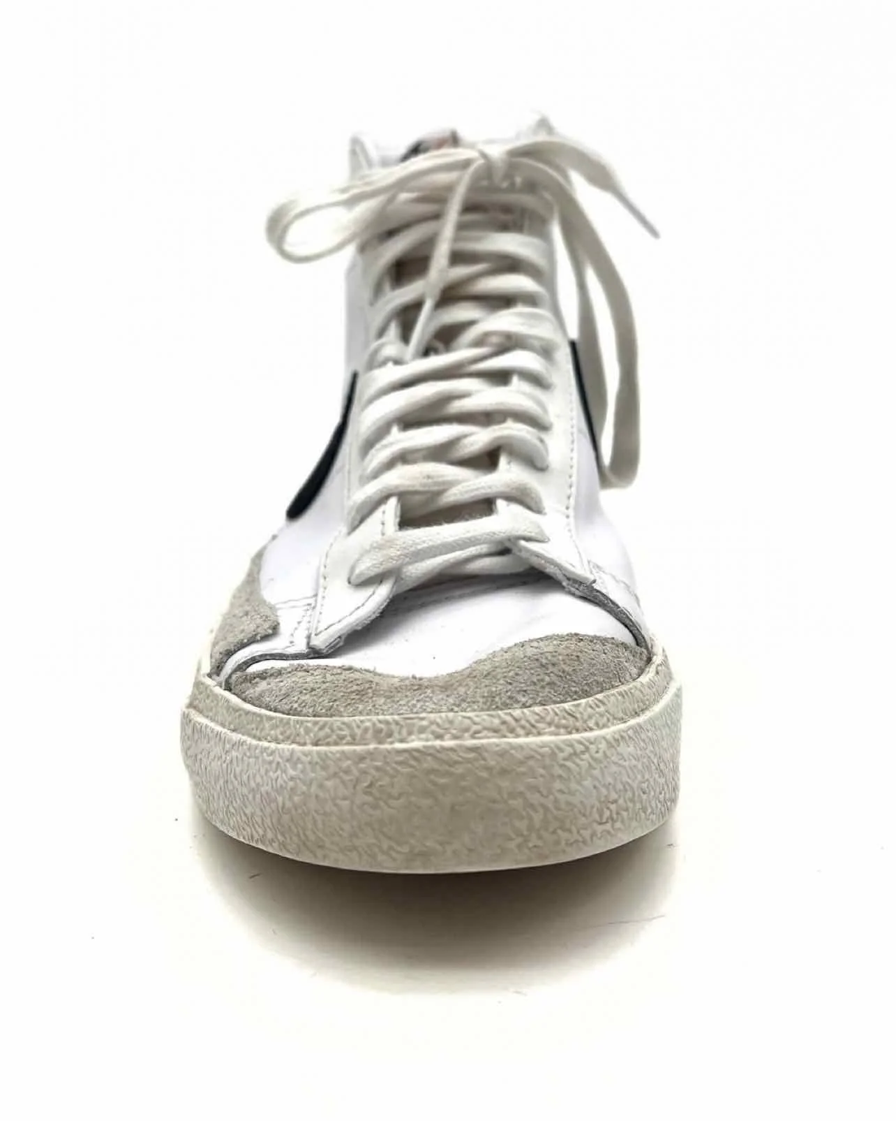 Nike Size 9 White/Black Lace-Up Leather Shoes Sneakers - Image 6