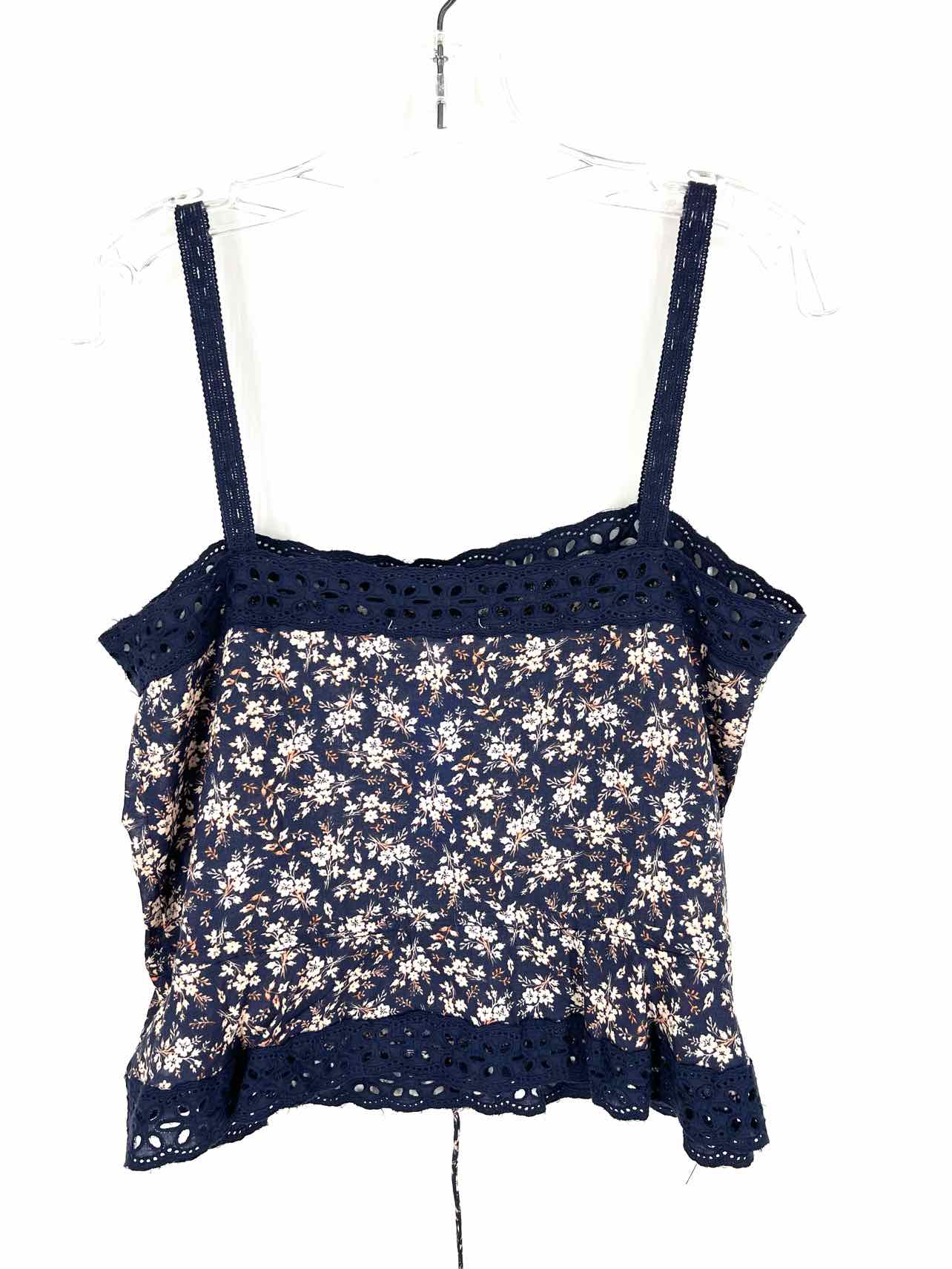 Olivaceous Size M Navy/Cream Floral Eyelet Tops Top-Sleeveless - Image 2