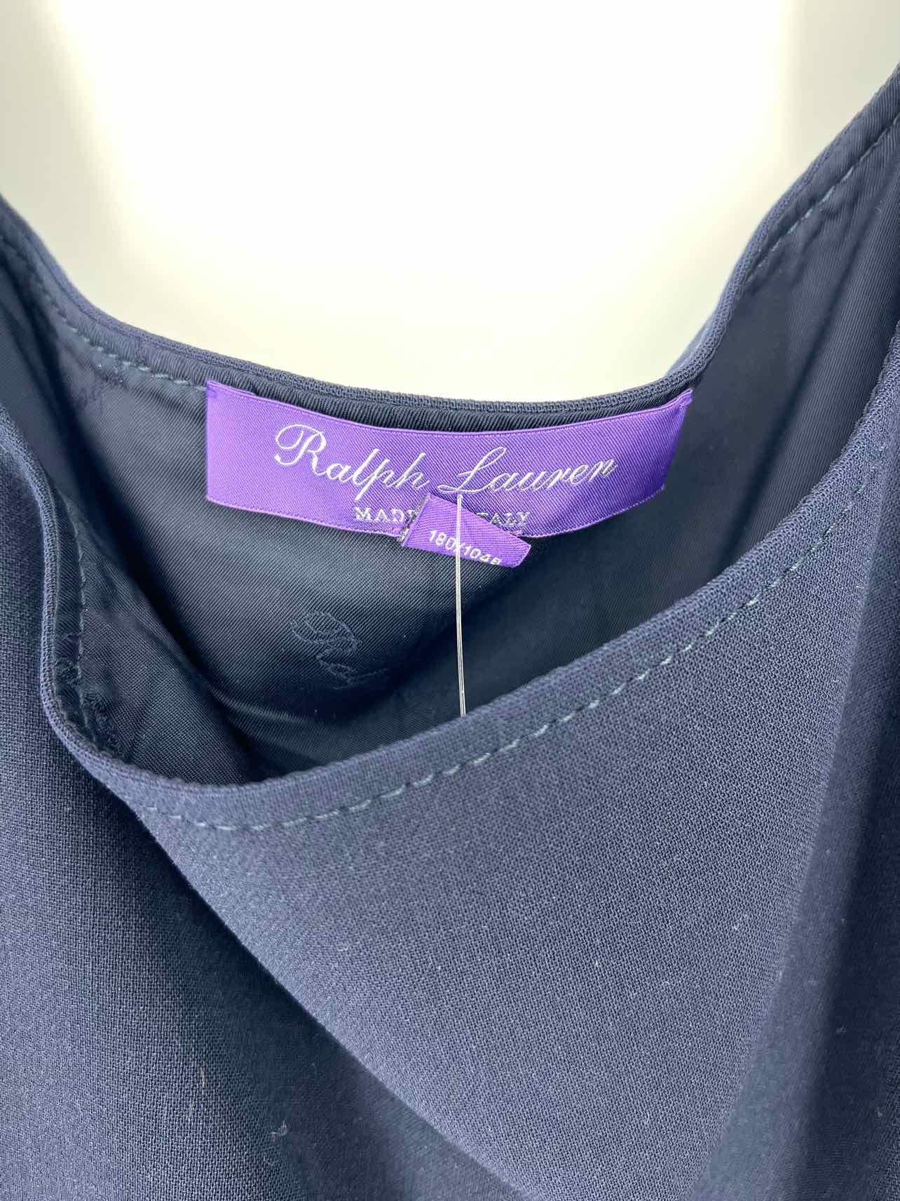 Ralph Lauren Purple Label Size 12 Navy Paneled Designer Top-Sleeveless - Image 3